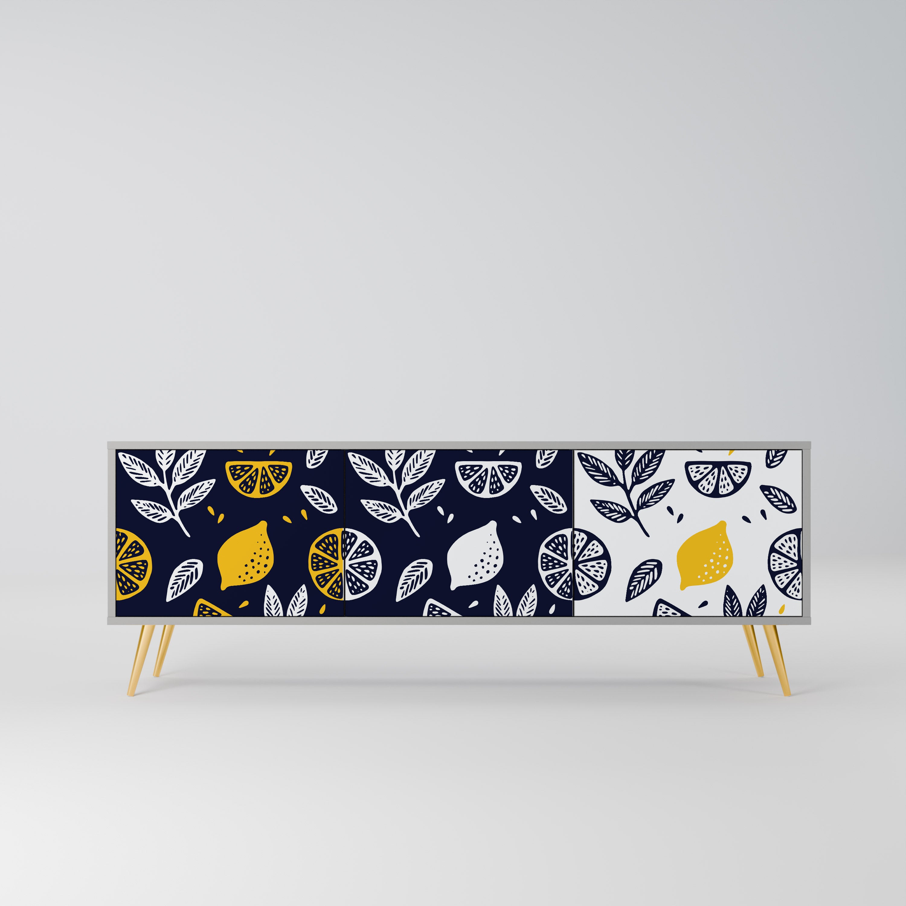 Mueble de TV de 3 puertas CITRUS BLACK AND WHITE en acabado gris