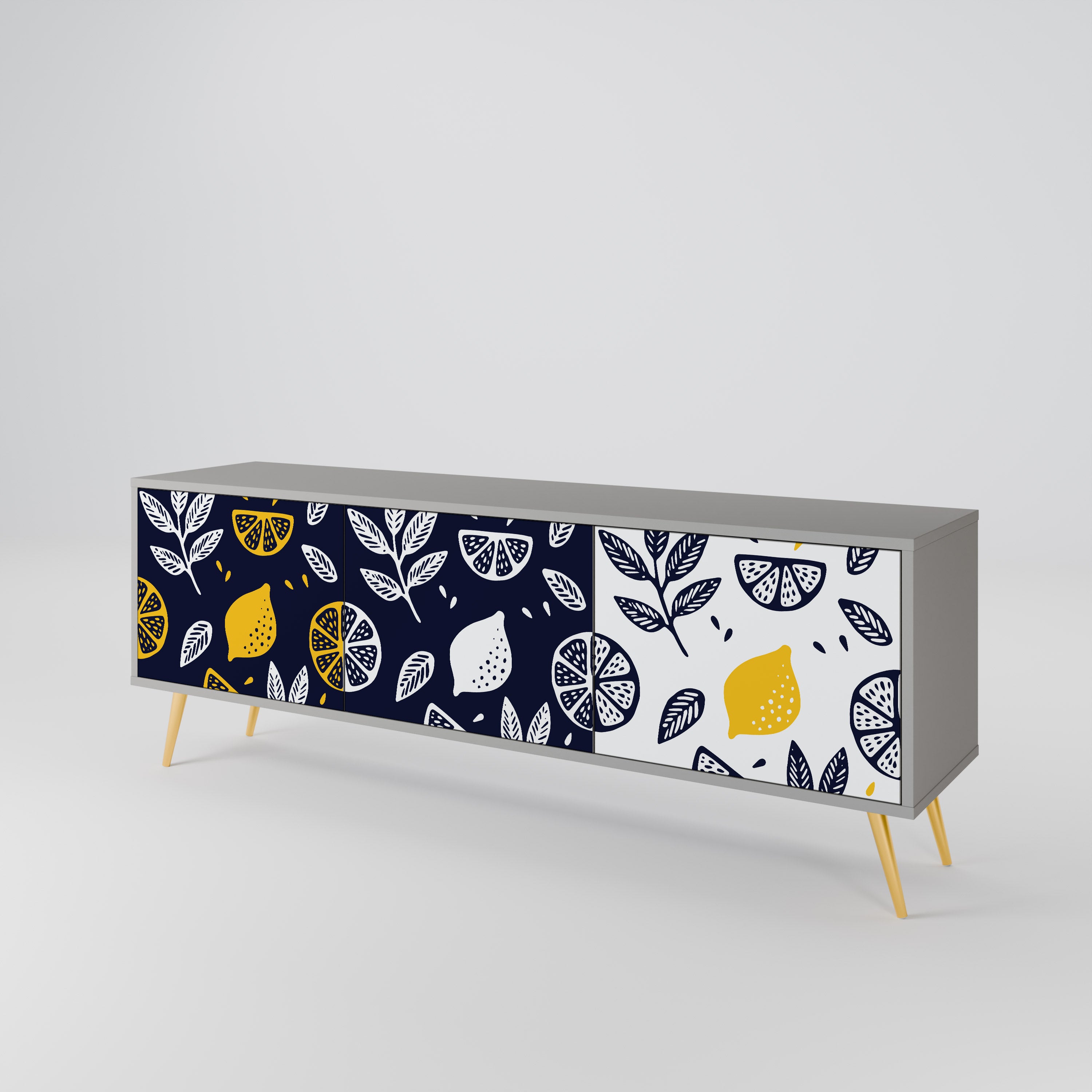 Mueble de TV de 3 puertas CITRUS BLACK AND WHITE en acabado gris