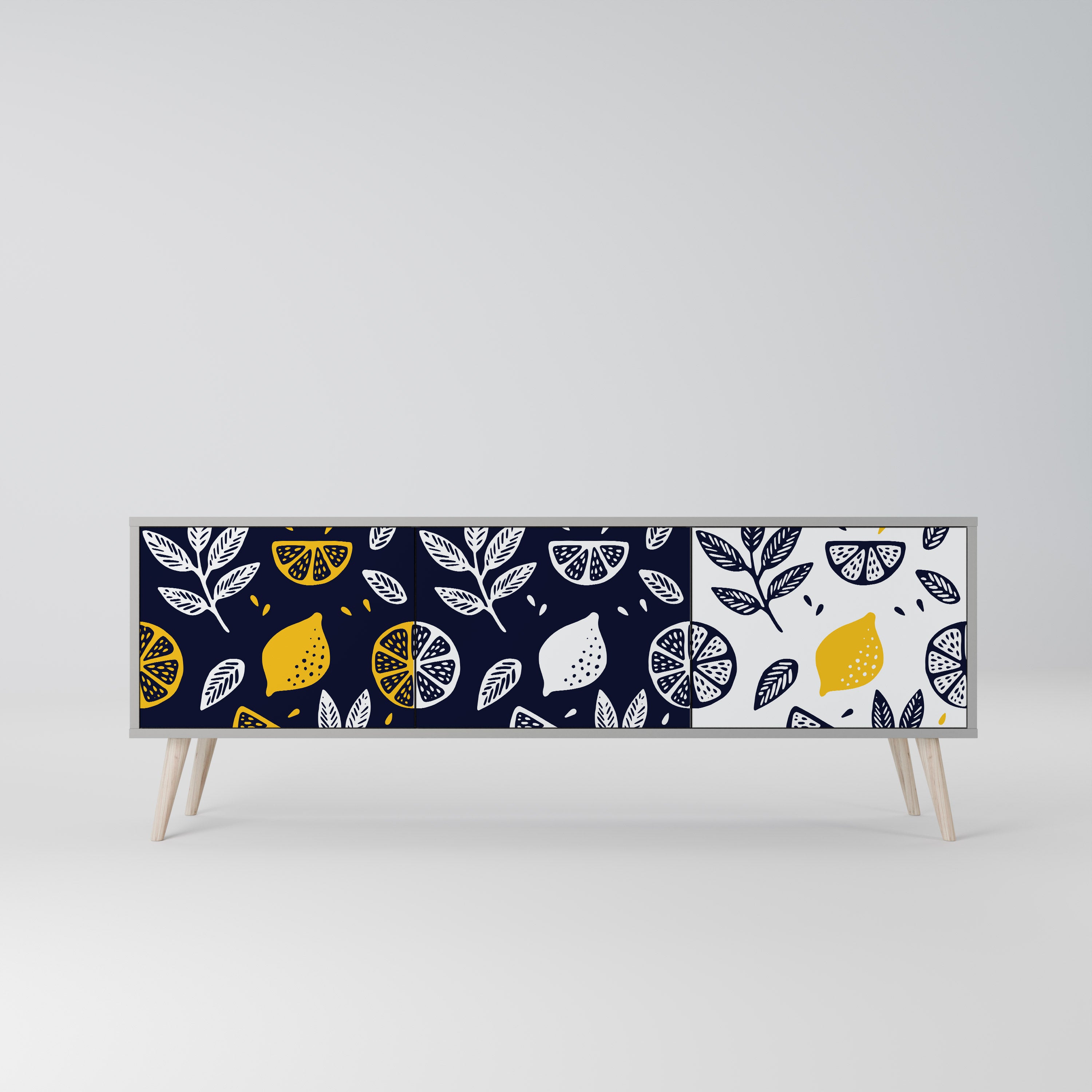 Mueble de TV de 3 puertas CITRUS BLACK AND WHITE en acabado gris