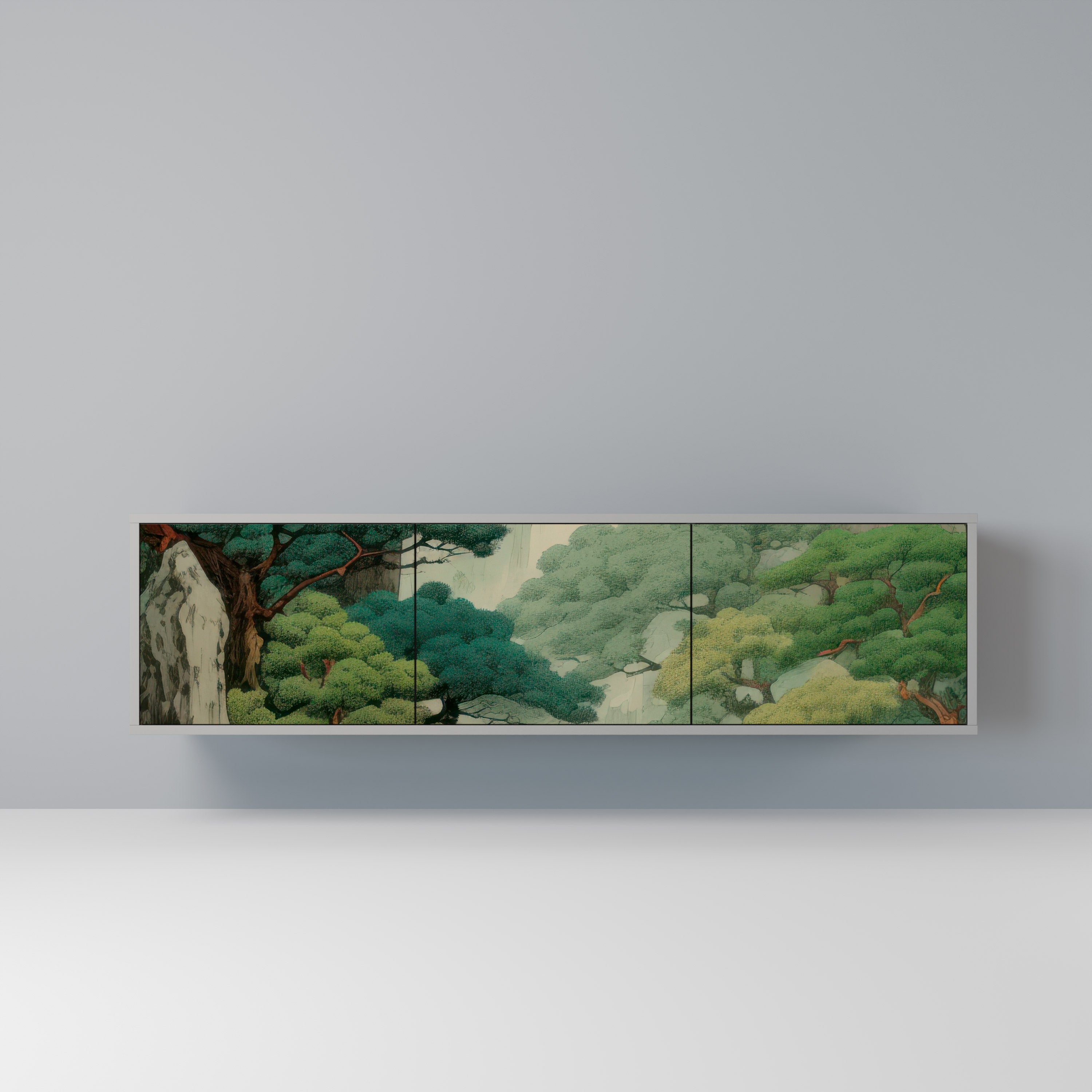 Mueble de TV de 3 puertas VERDURE ABYSS en acabado gris