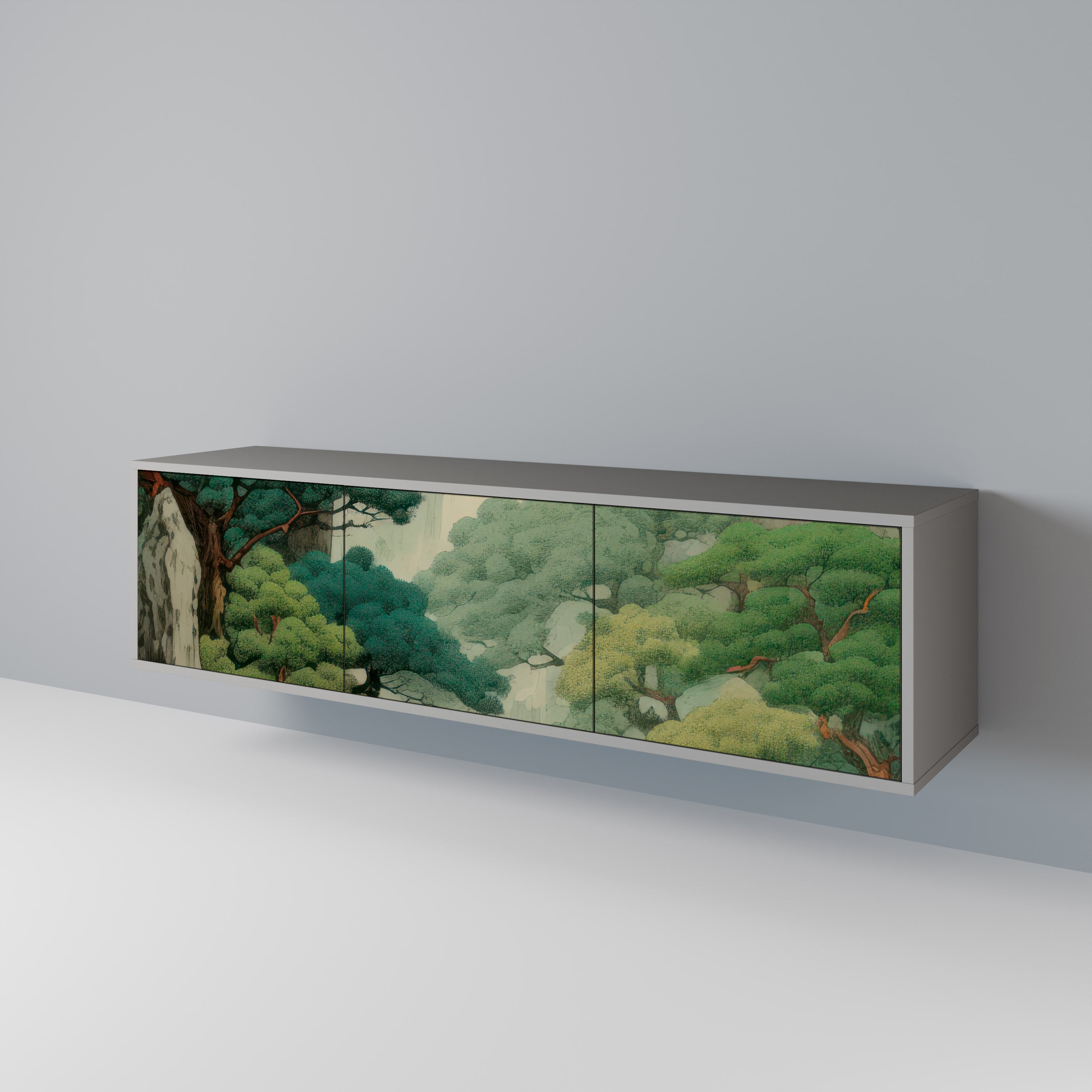 Mueble de TV de 3 puertas VERDURE ABYSS en acabado gris