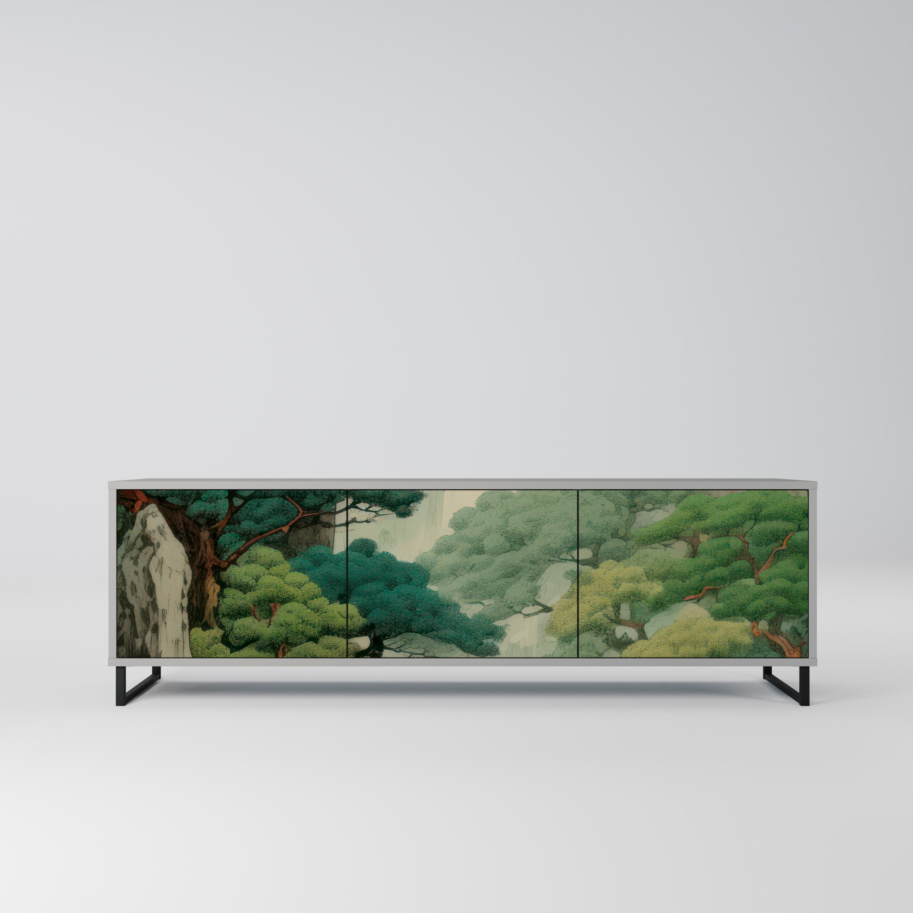 Mueble de TV de 3 puertas VERDURE ABYSS en acabado gris