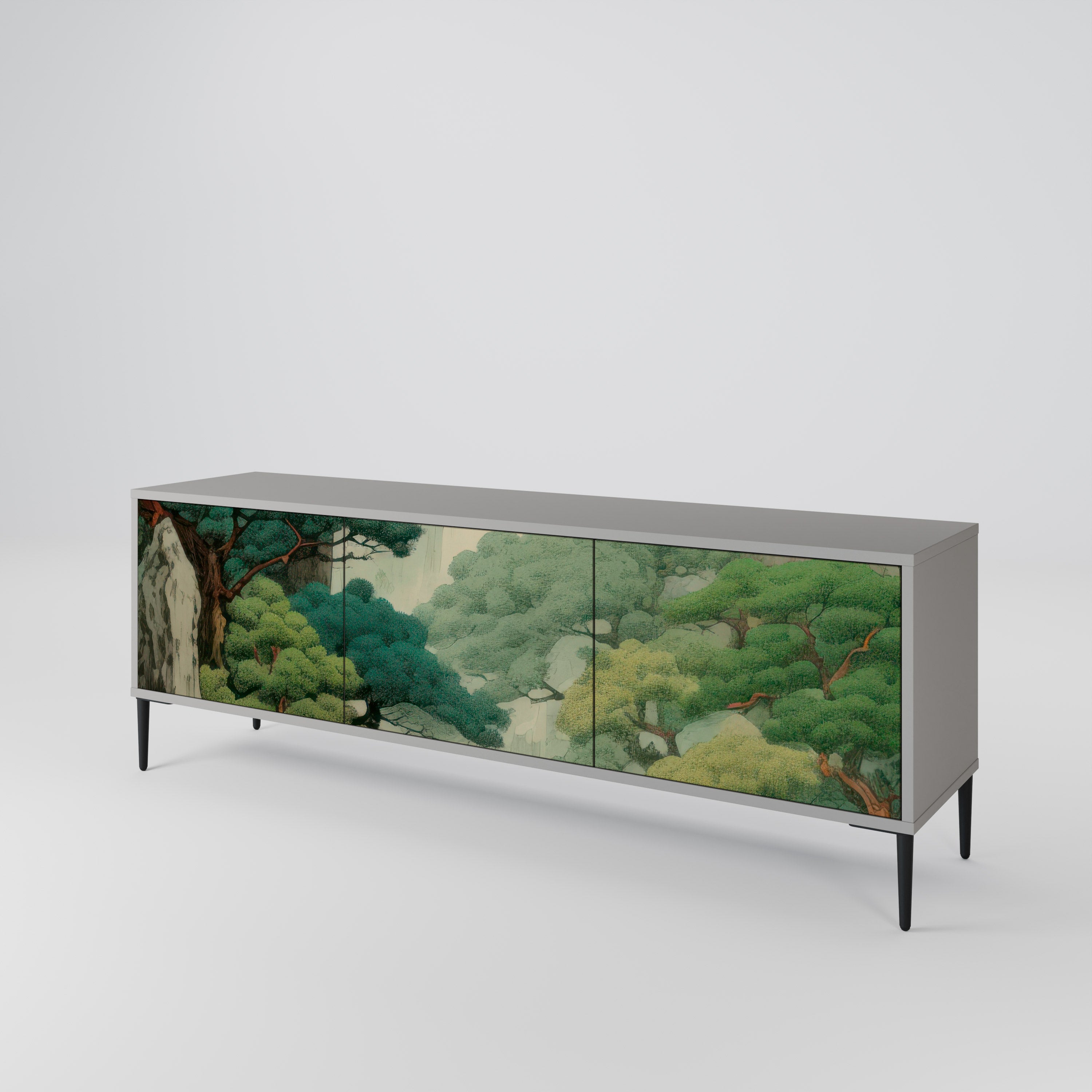 Mueble de TV de 3 puertas VERDURE ABYSS en acabado gris