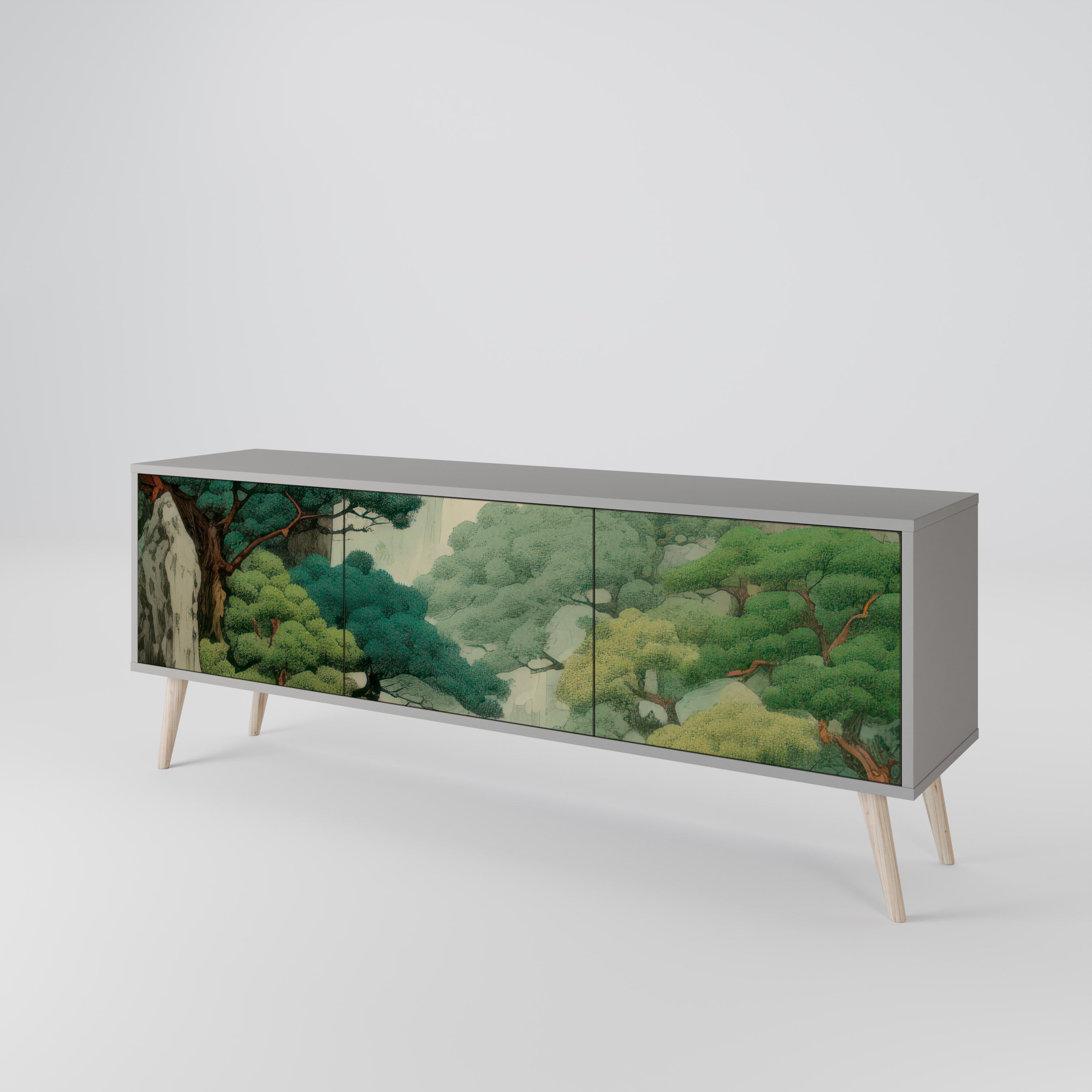 Mueble de TV de 3 puertas VERDURE ABYSS en acabado gris