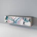 VELVET CROSSING Mueble de TV de 3 Puertas en Acabado Gris