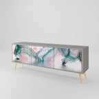 VELVET CROSSING Mueble de TV de 3 Puertas en Acabado Gris