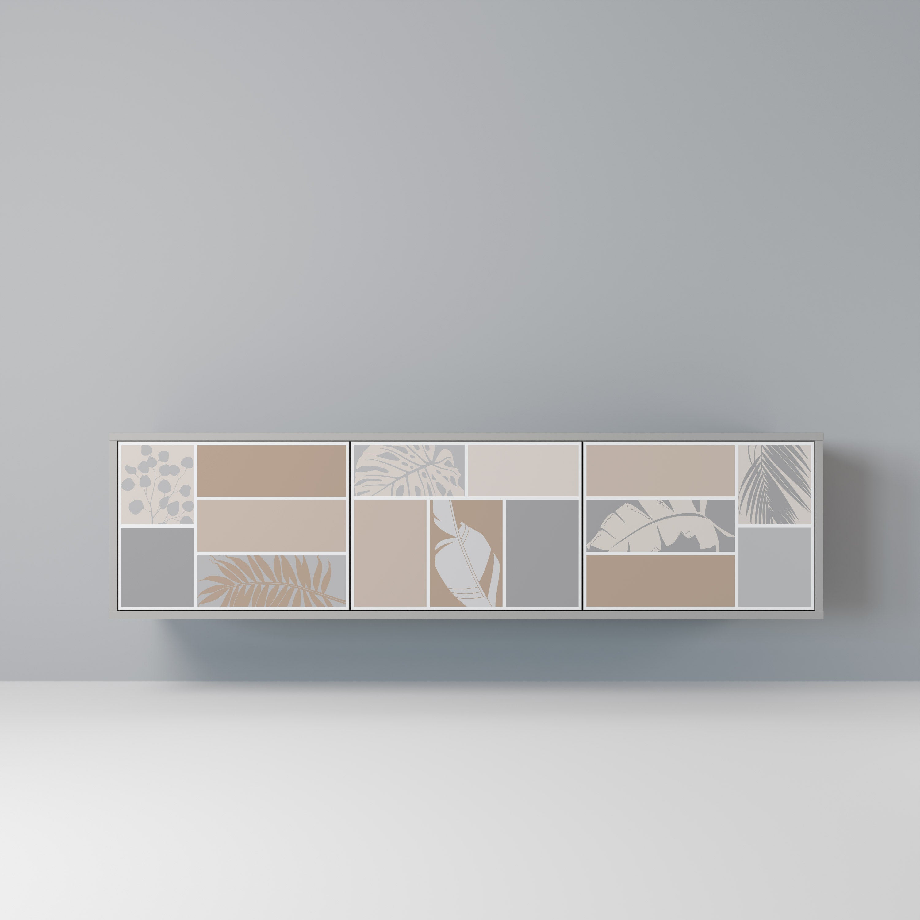 Mueble de TV de 3 puertas TROPICAL SHAPES en acabado gris