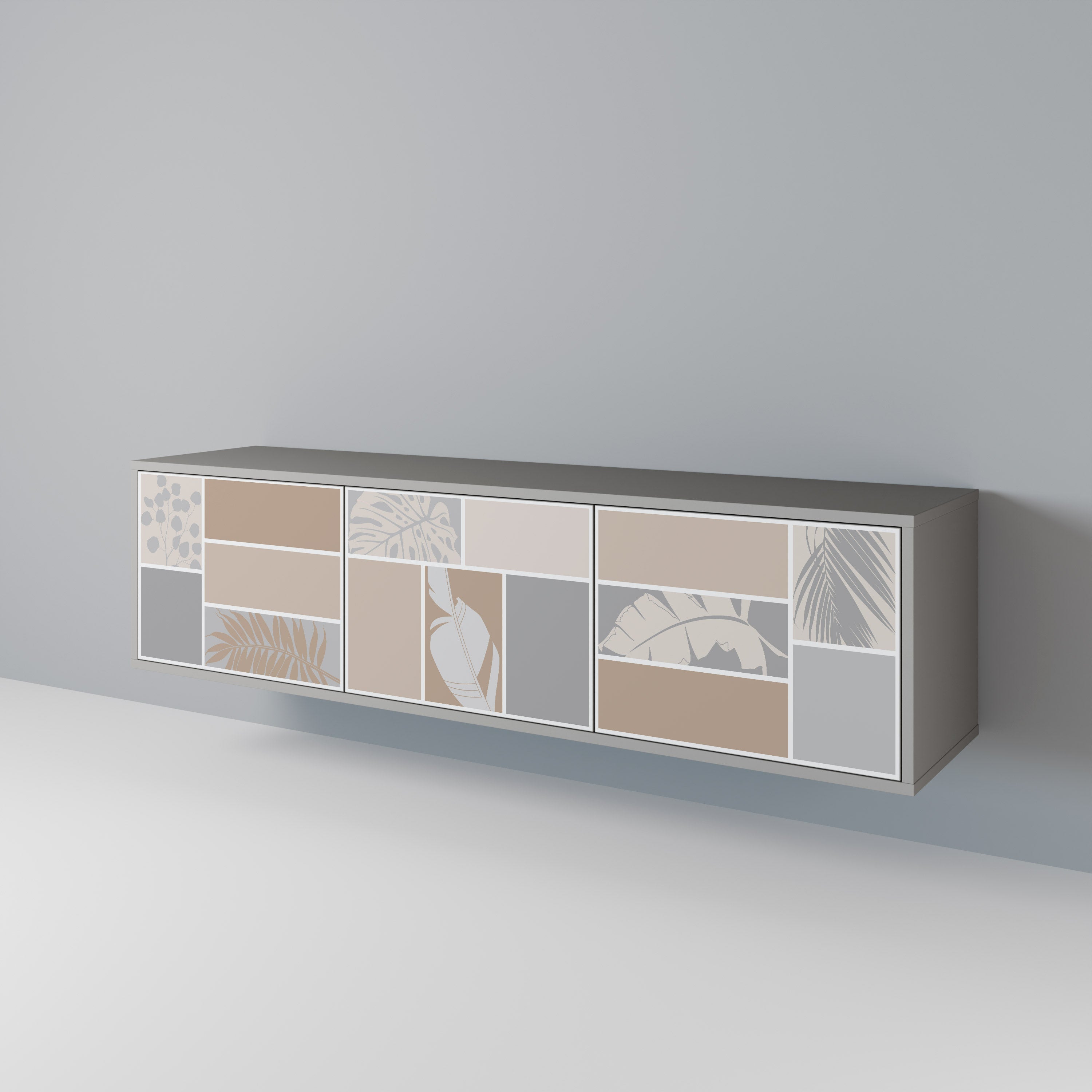 Mueble de TV de 3 puertas TROPICAL SHAPES en acabado gris