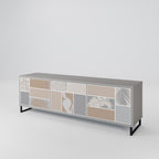 TROPICAL SHAPES Mueble de TV de 3 Puertas en Acabado Gris