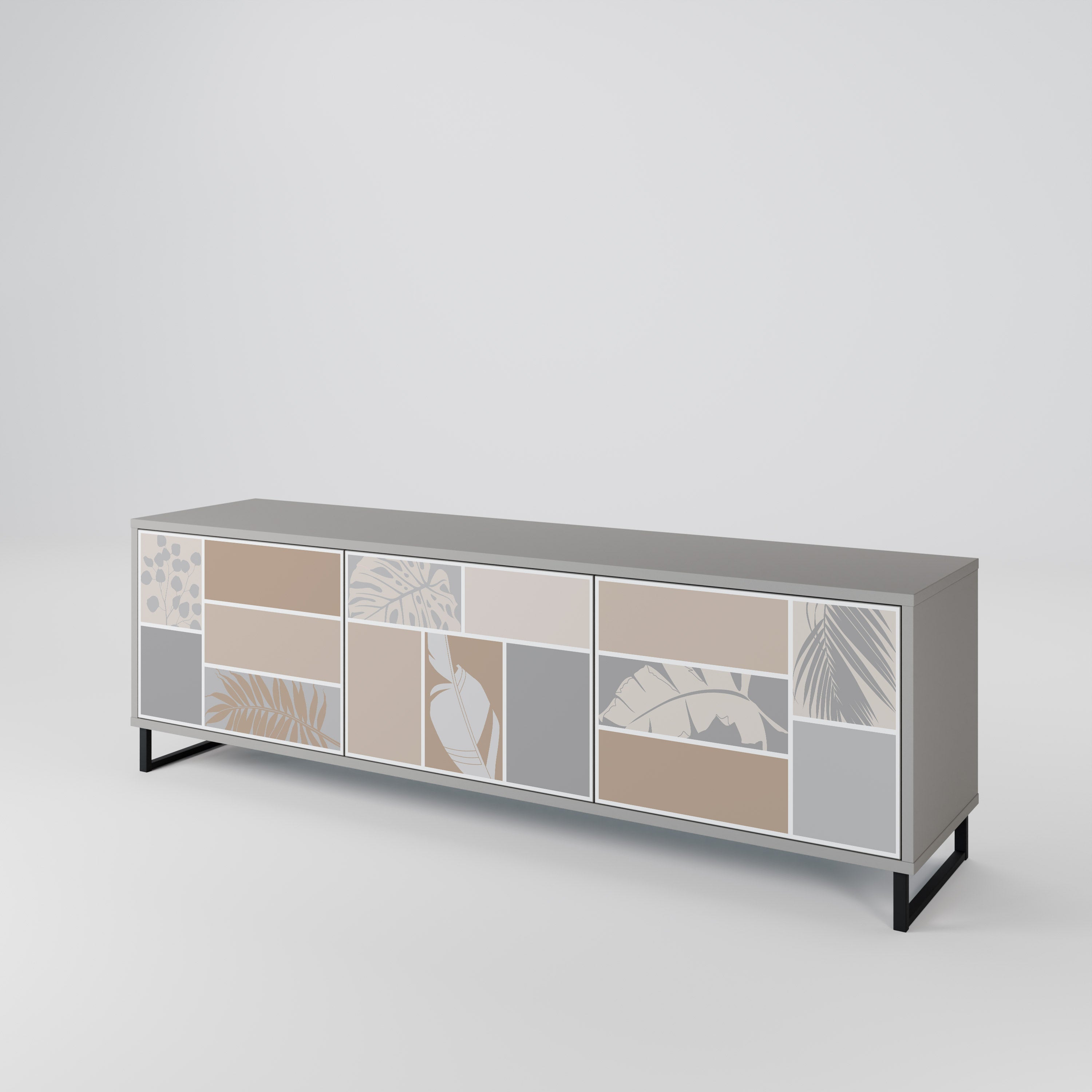 Mueble de TV de 3 puertas TROPICAL SHAPES en acabado gris