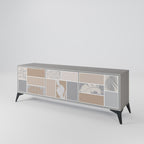 TROPICAL SHAPES Mueble de TV de 3 Puertas en Acabado Gris