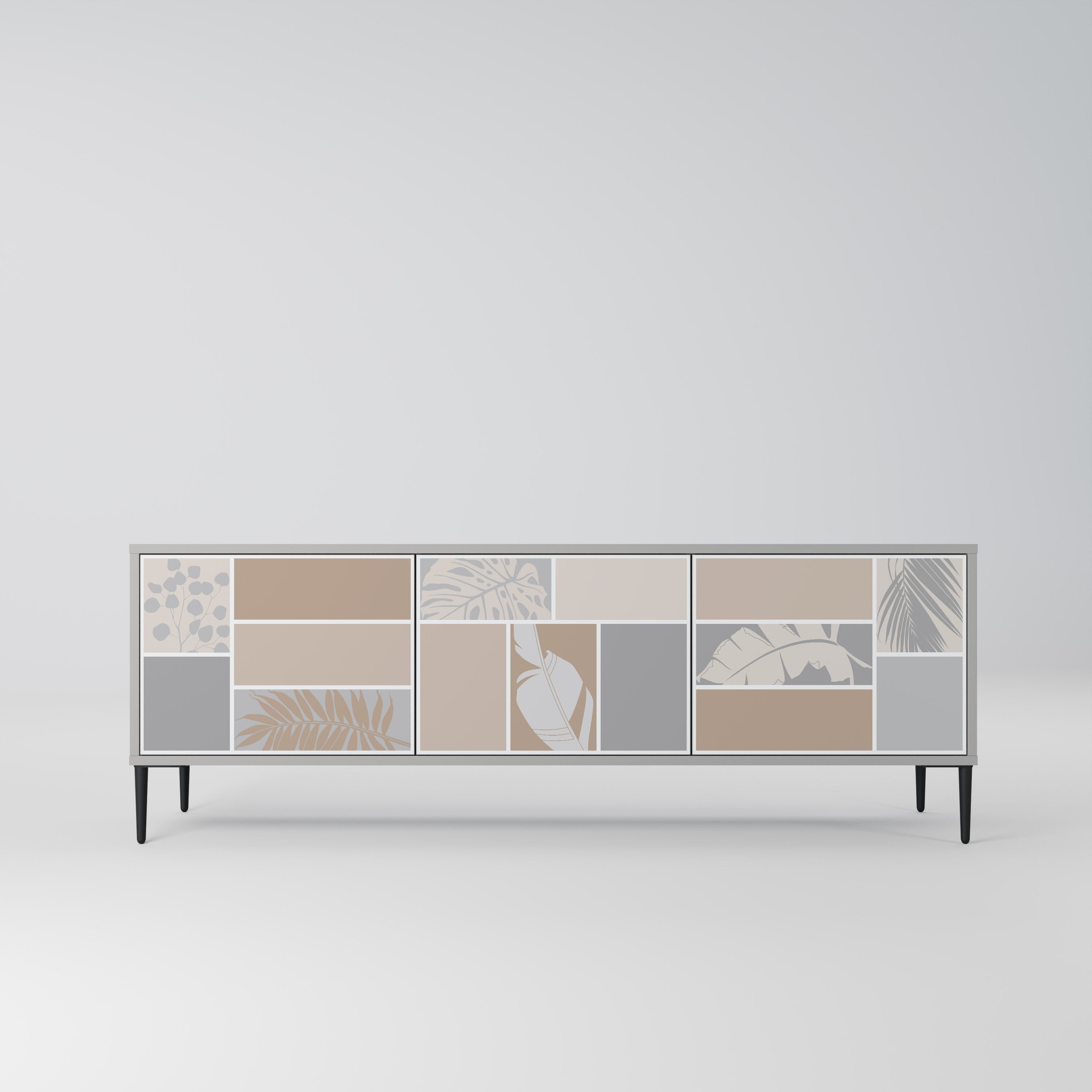 Mueble de TV de 3 puertas TROPICAL SHAPES en acabado gris