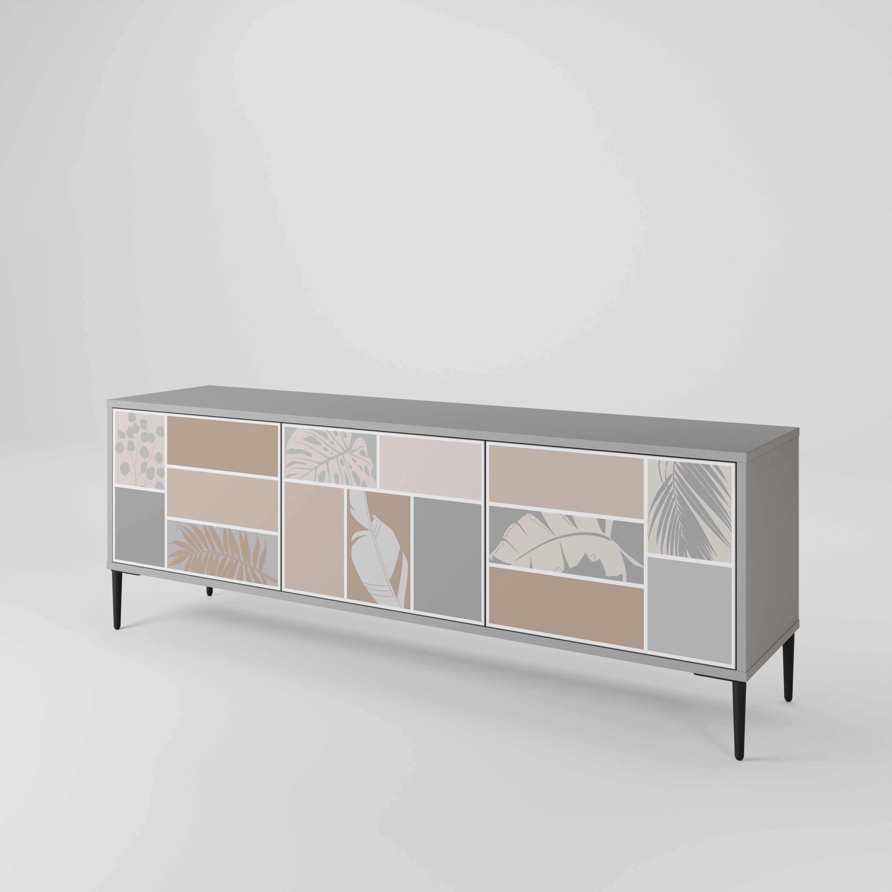 Mueble de TV de 3 puertas TROPICAL SHAPES en acabado gris