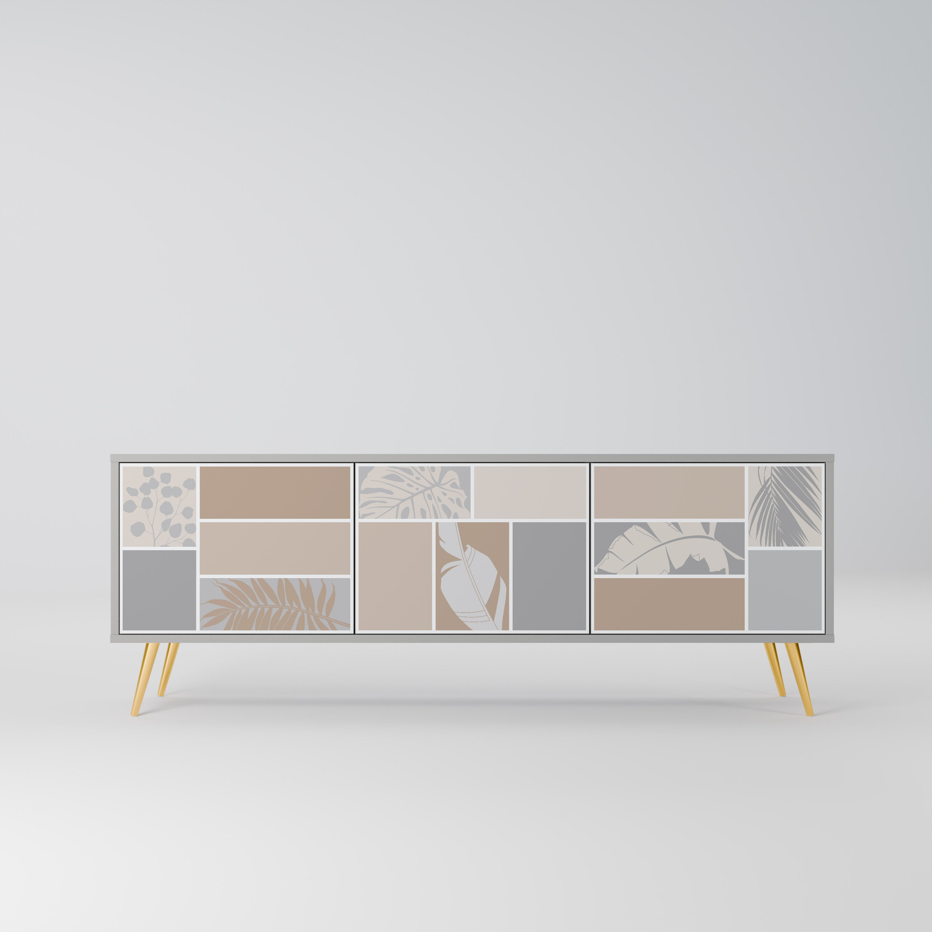 Mueble de TV de 3 puertas TROPICAL SHAPES en acabado gris