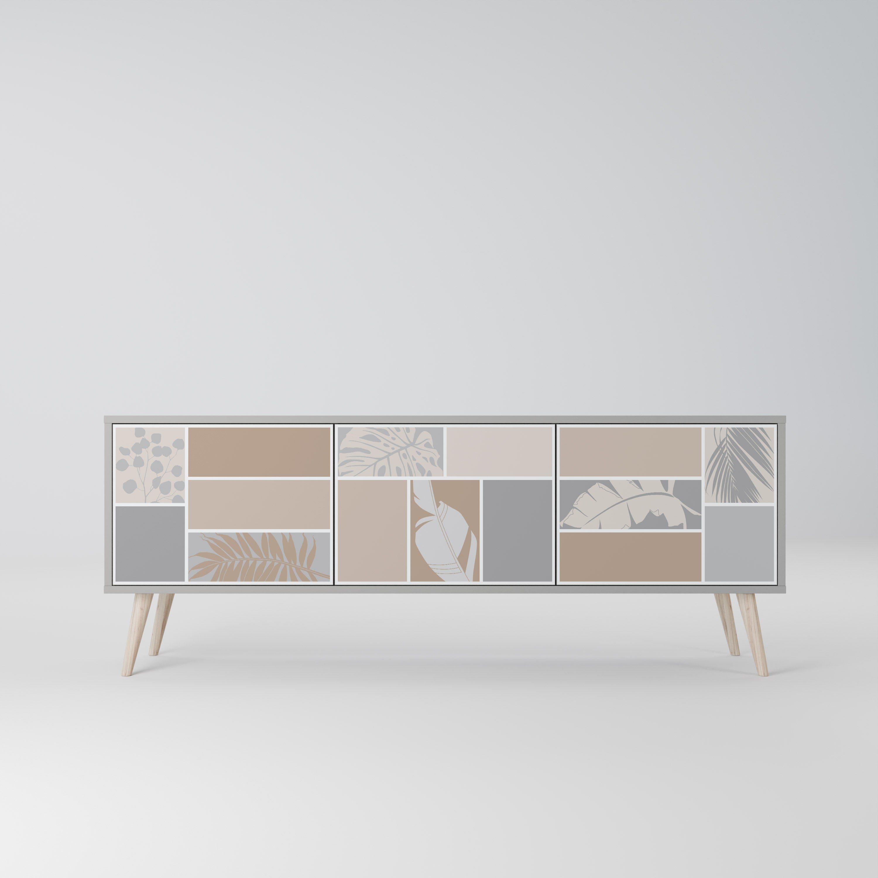 Mueble de TV de 3 puertas TROPICAL SHAPES en acabado gris