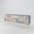 TROPICAL SHAPES Mueble de TV de 3 Puertas en Acabado Gris