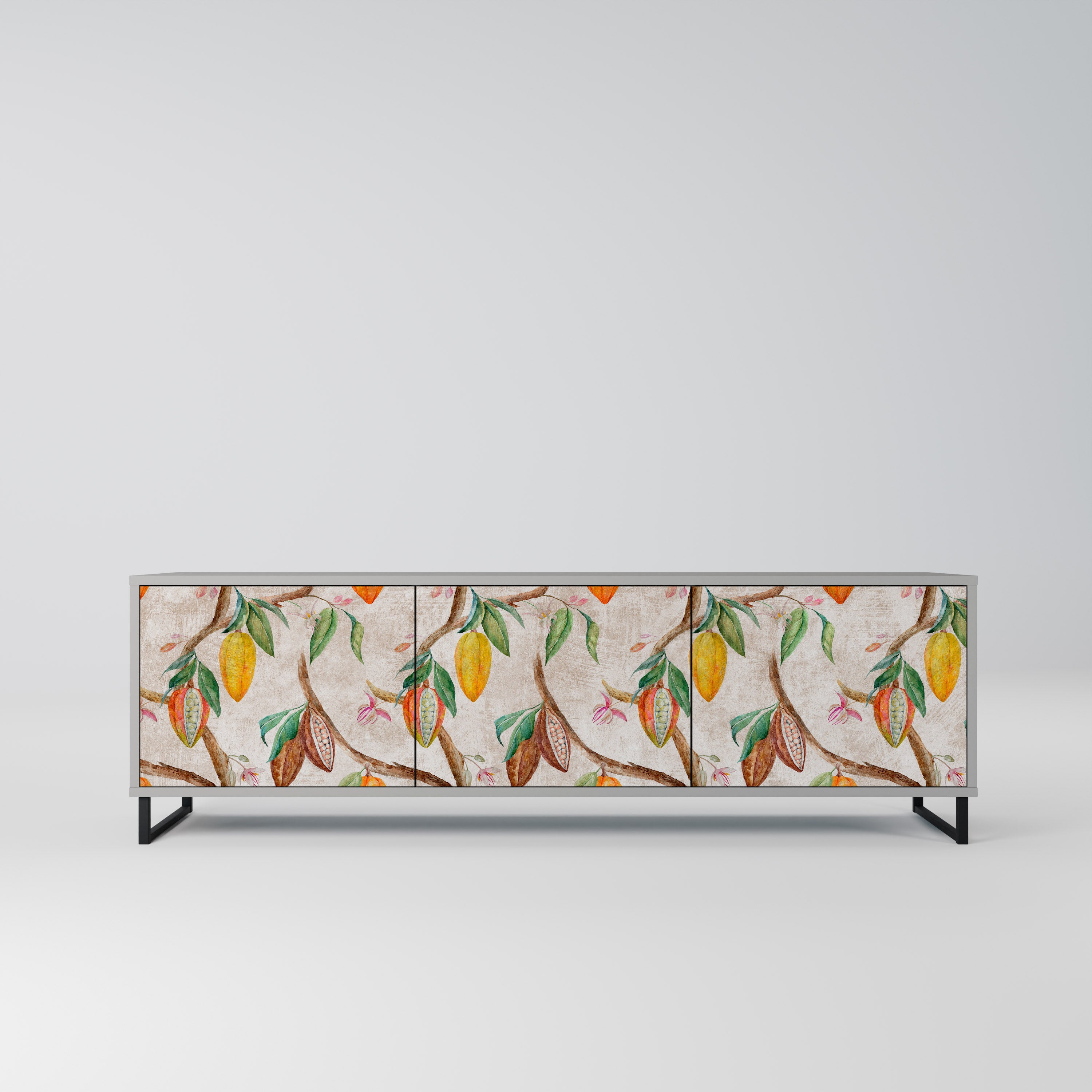 Mueble de TV de 3 puertas COCOA FRUITS en acabado gris