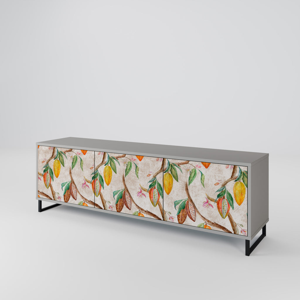 Mueble de TV de 3 puertas COCOA FRUITS en acabado gris