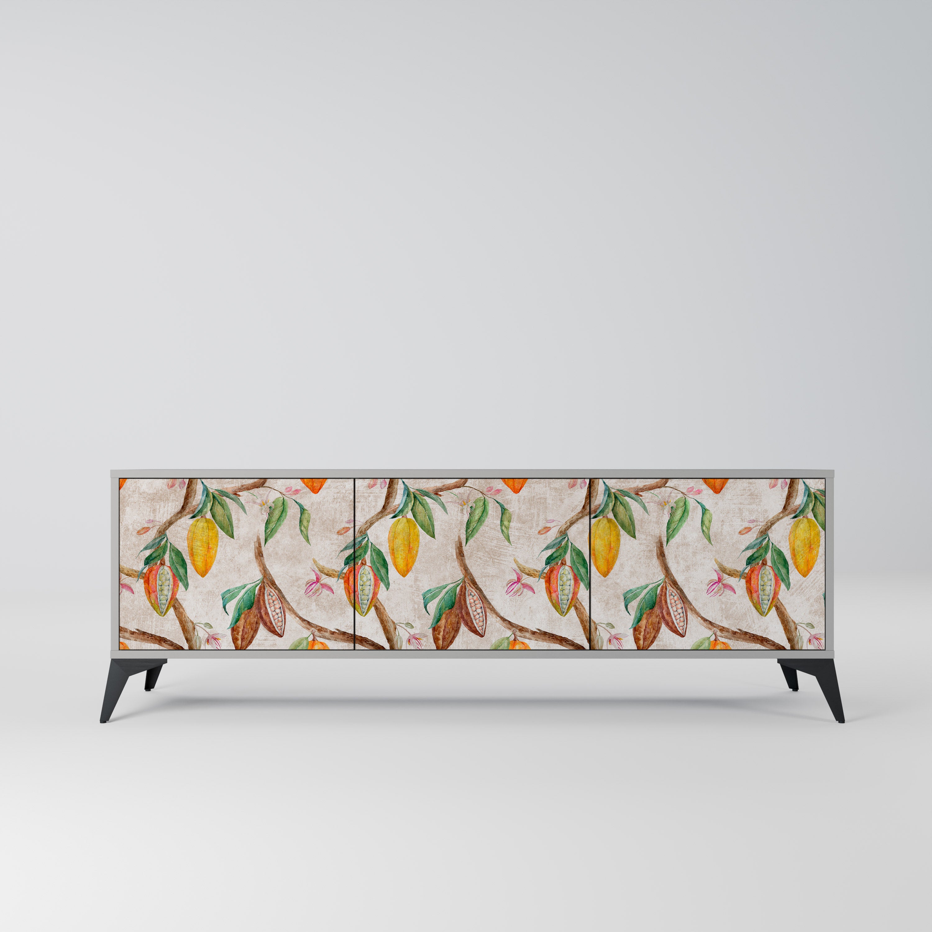 Mueble de TV de 3 puertas COCOA FRUITS en acabado gris