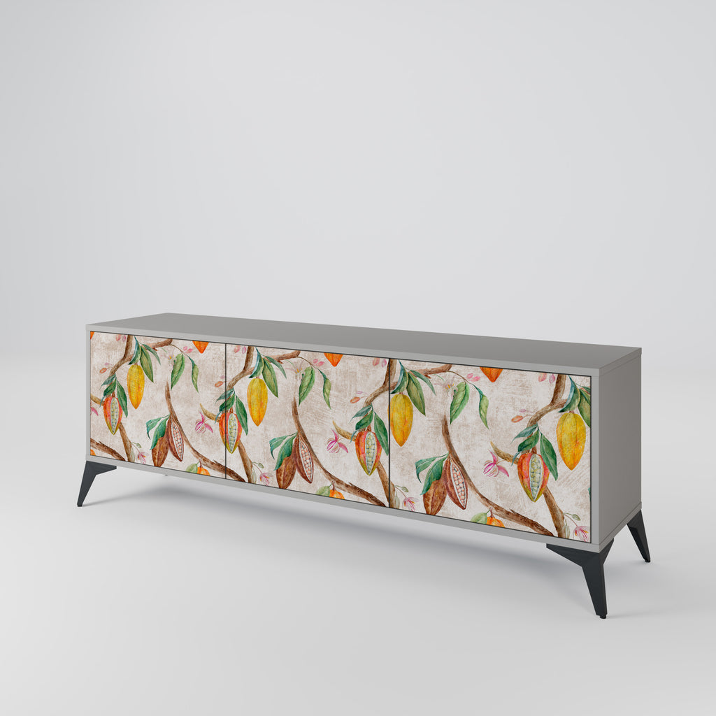 Mueble de TV de 3 puertas COCOA FRUITS en acabado gris