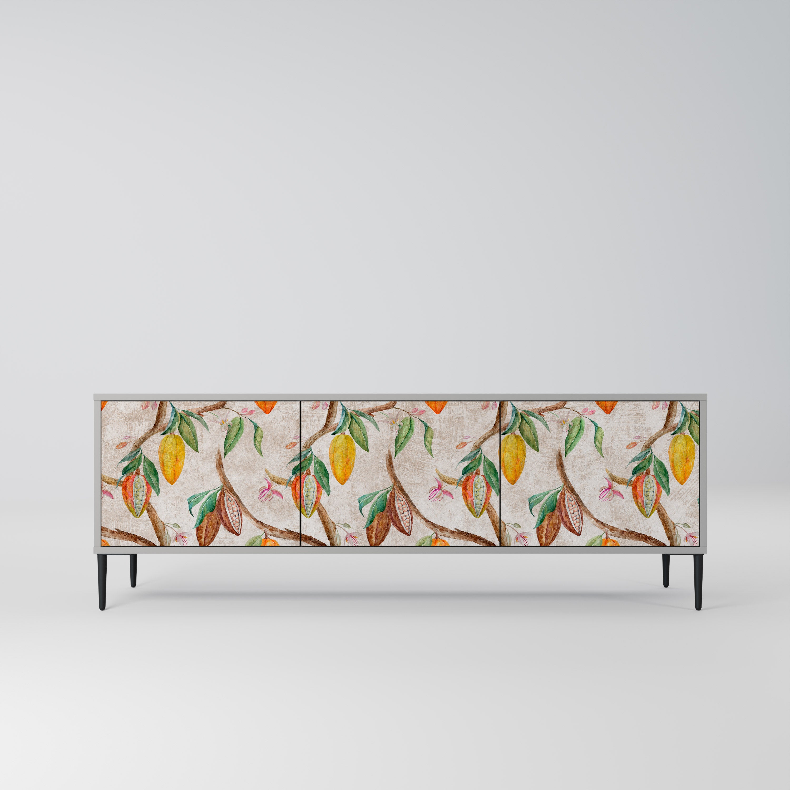 Mueble de TV de 3 puertas COCOA FRUITS en acabado gris