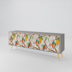 COCOA FRUITS Mueble de TV de 3 Puertas en Acabado Gris