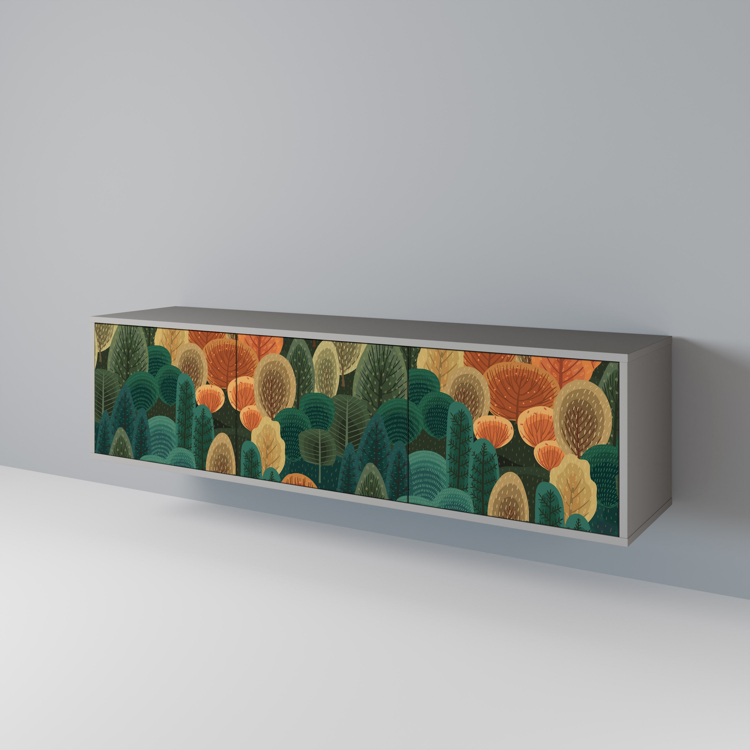 Mueble de TV de 3 puertas AUTUMN KALEIDOSCOPE en acabado gris
