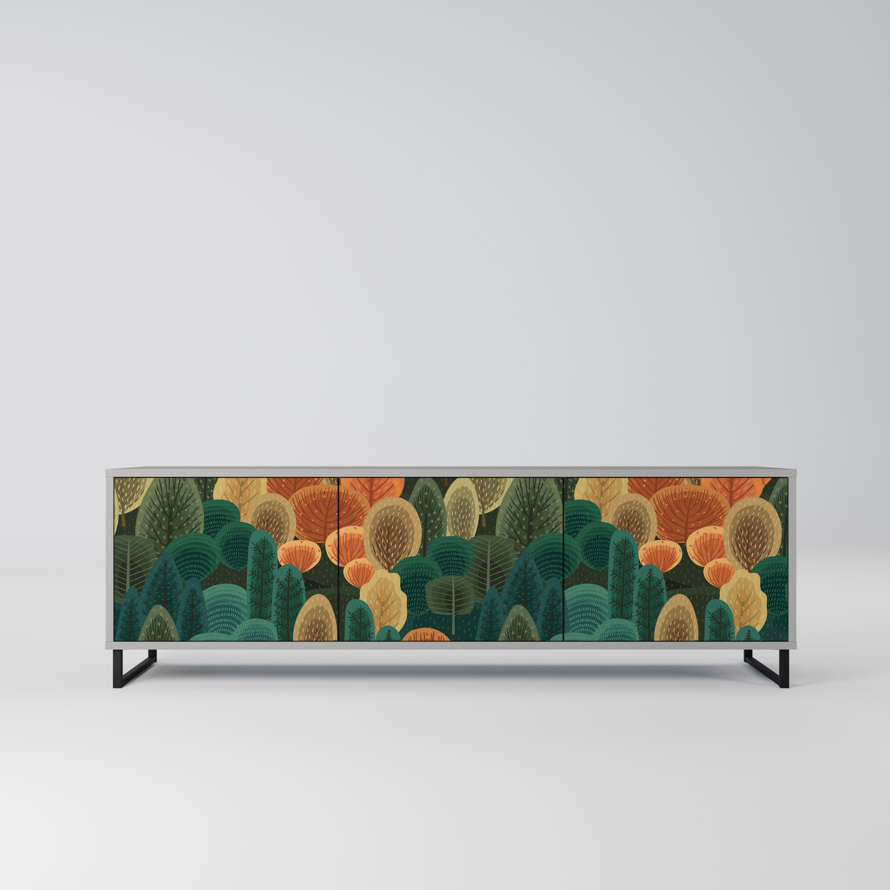 Mueble de TV de 3 puertas AUTUMN KALEIDOSCOPE en acabado gris