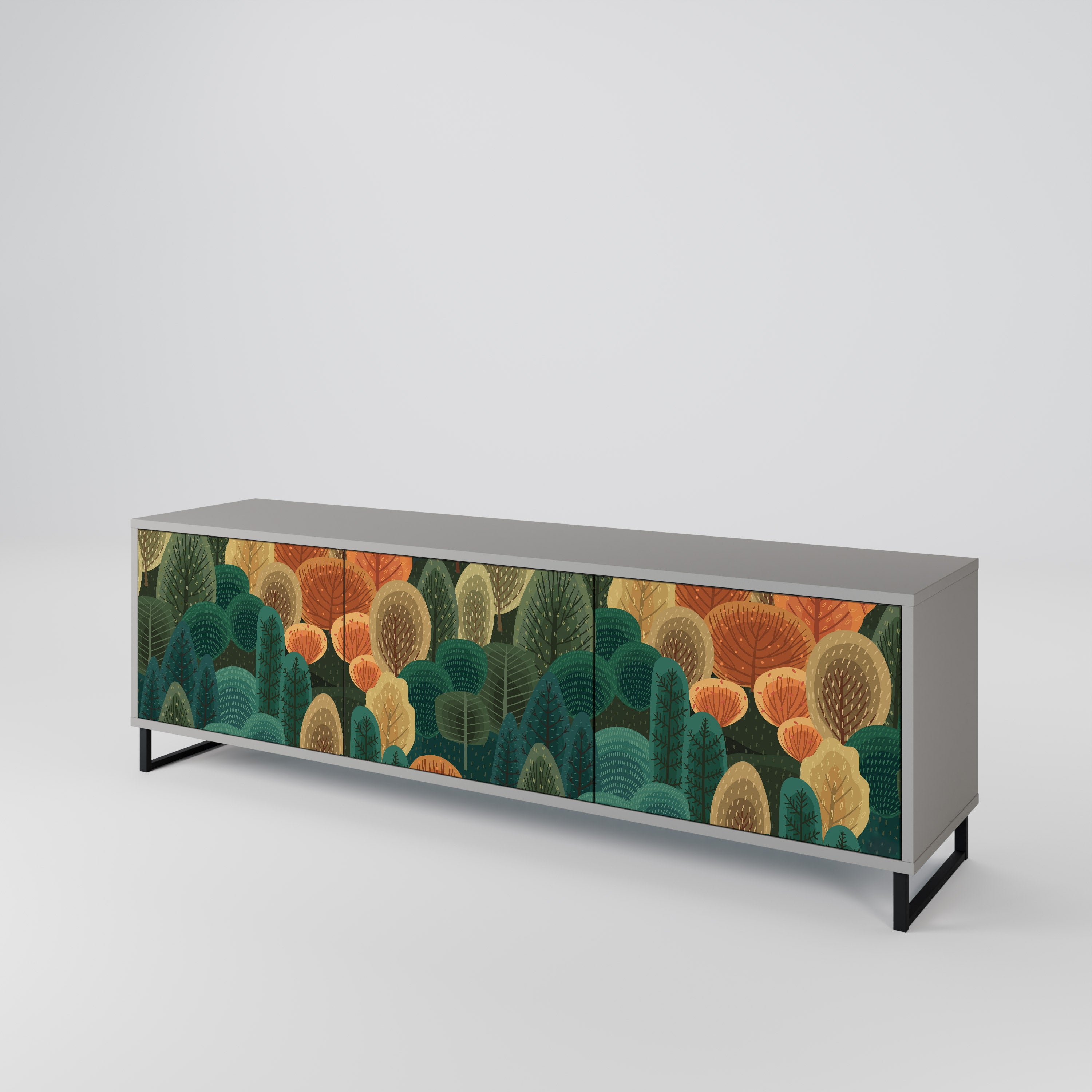 Mueble de TV de 3 puertas AUTUMN KALEIDOSCOPE en acabado gris