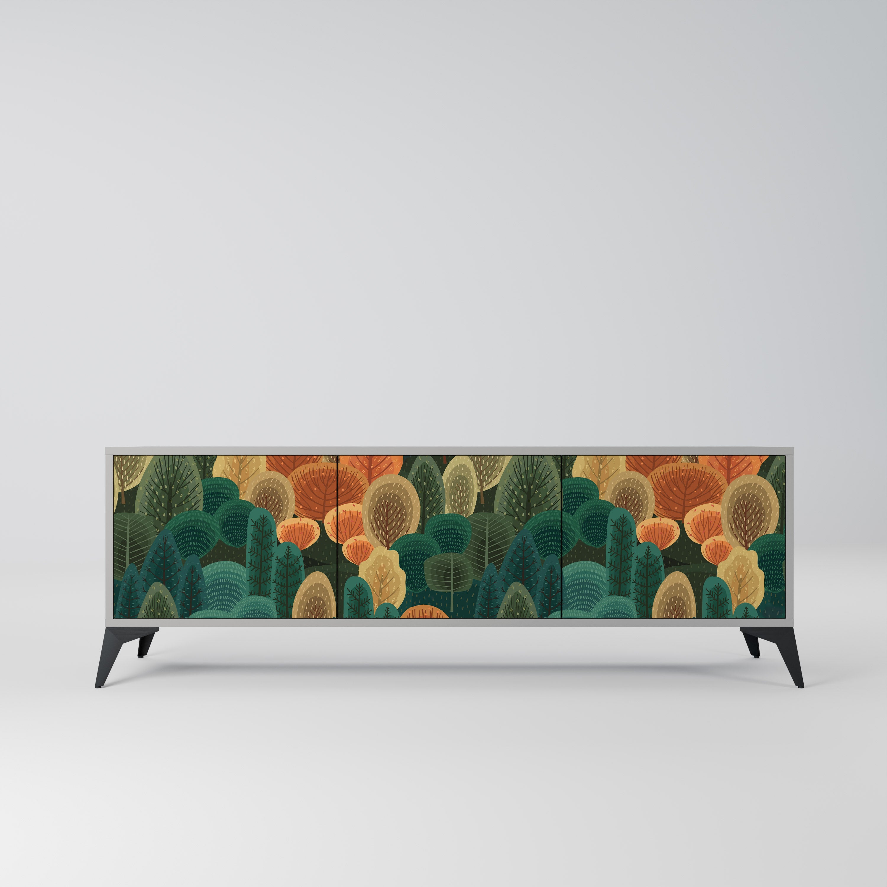 Mueble de TV de 3 puertas AUTUMN KALEIDOSCOPE en acabado gris