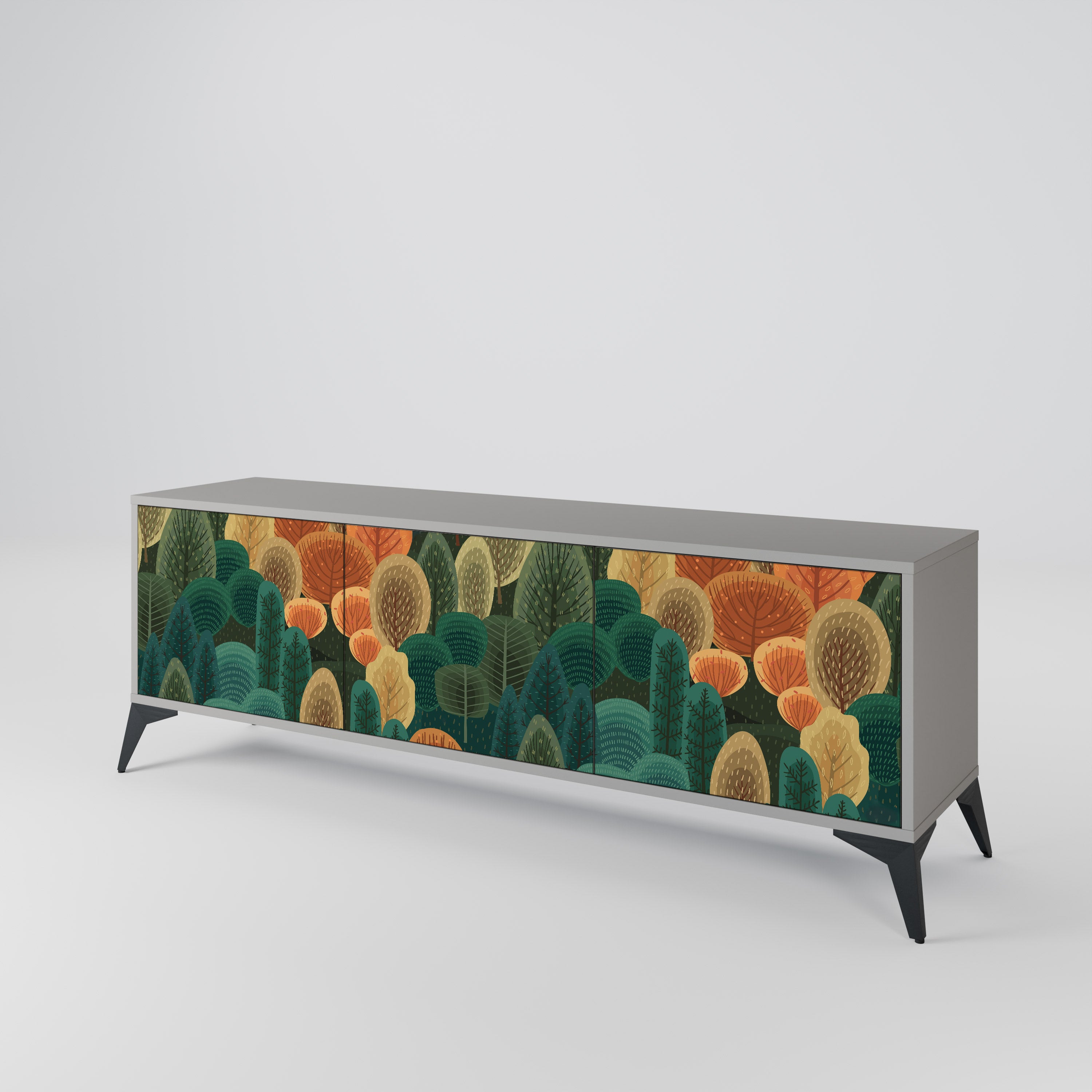 Mueble de TV de 3 puertas AUTUMN KALEIDOSCOPE en acabado gris