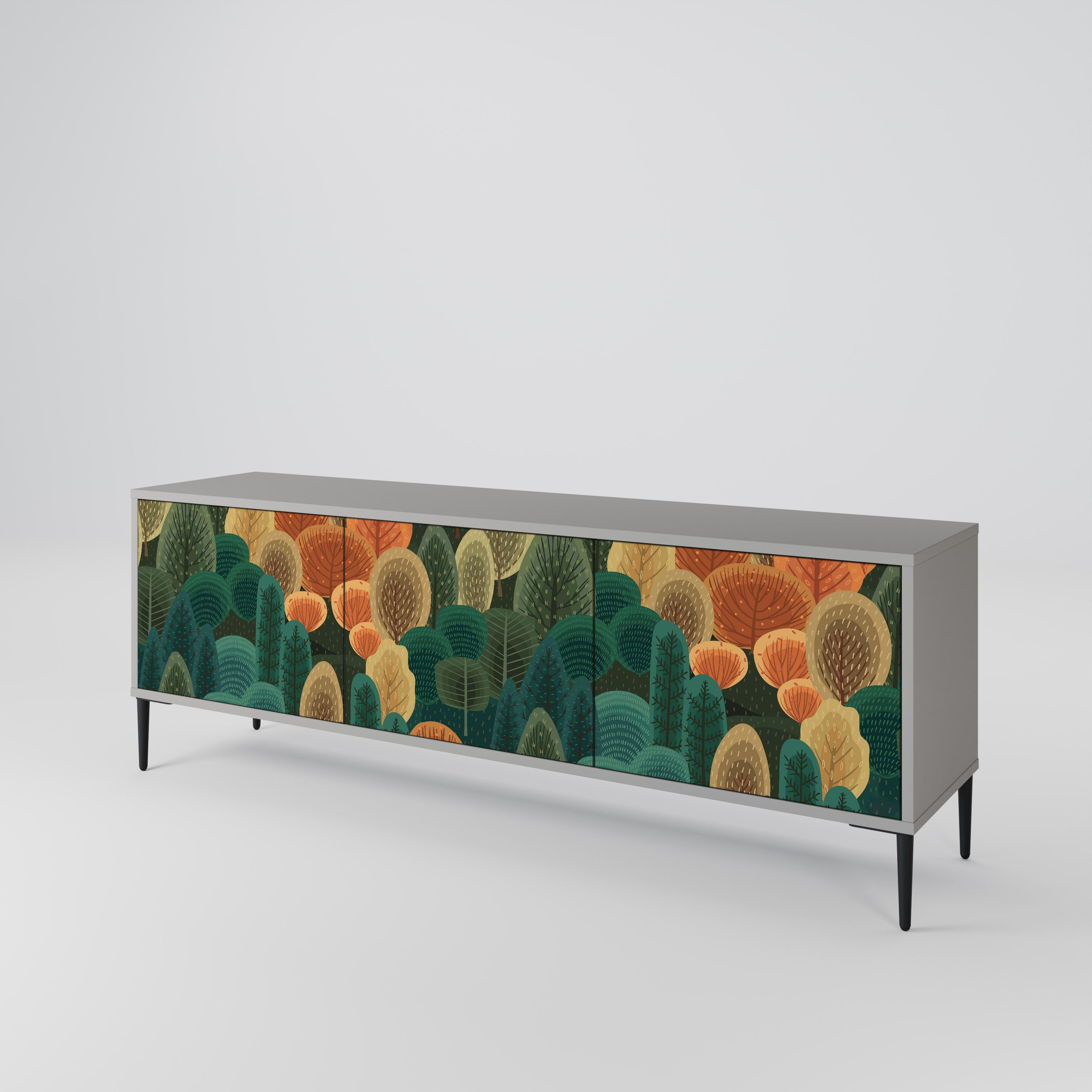 Mueble de TV de 3 puertas AUTUMN KALEIDOSCOPE en acabado gris