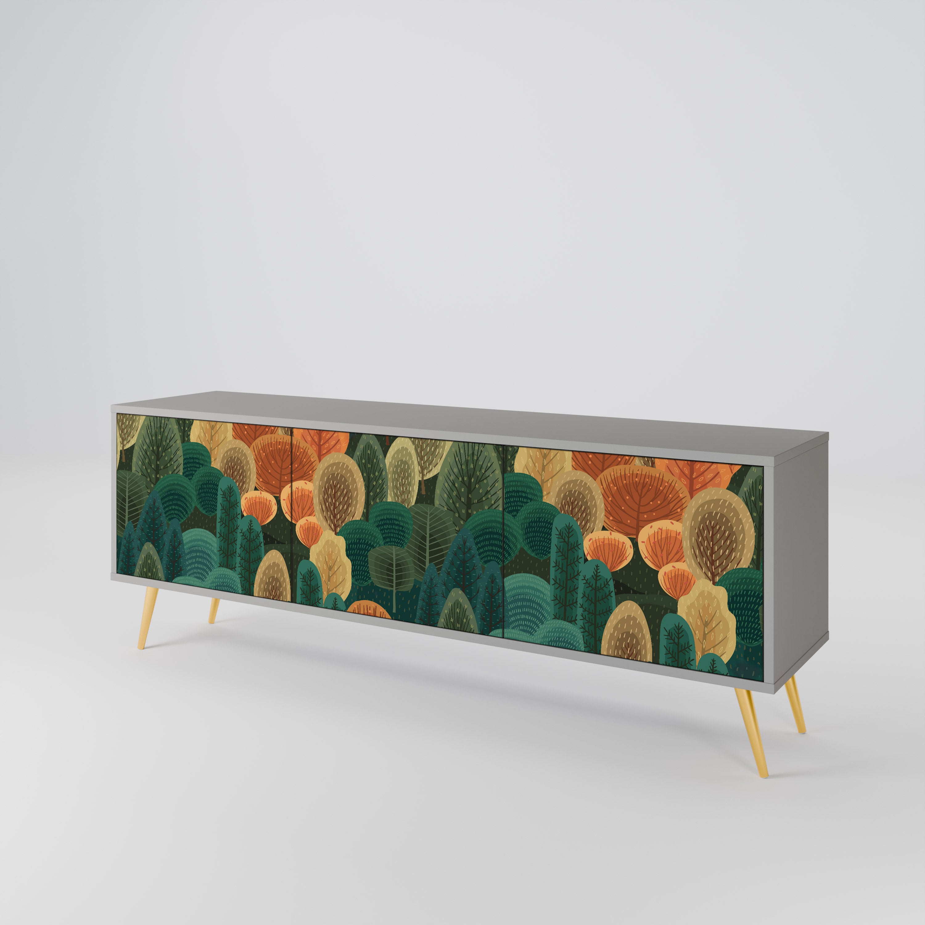 Mueble de TV de 3 puertas AUTUMN KALEIDOSCOPE en acabado gris