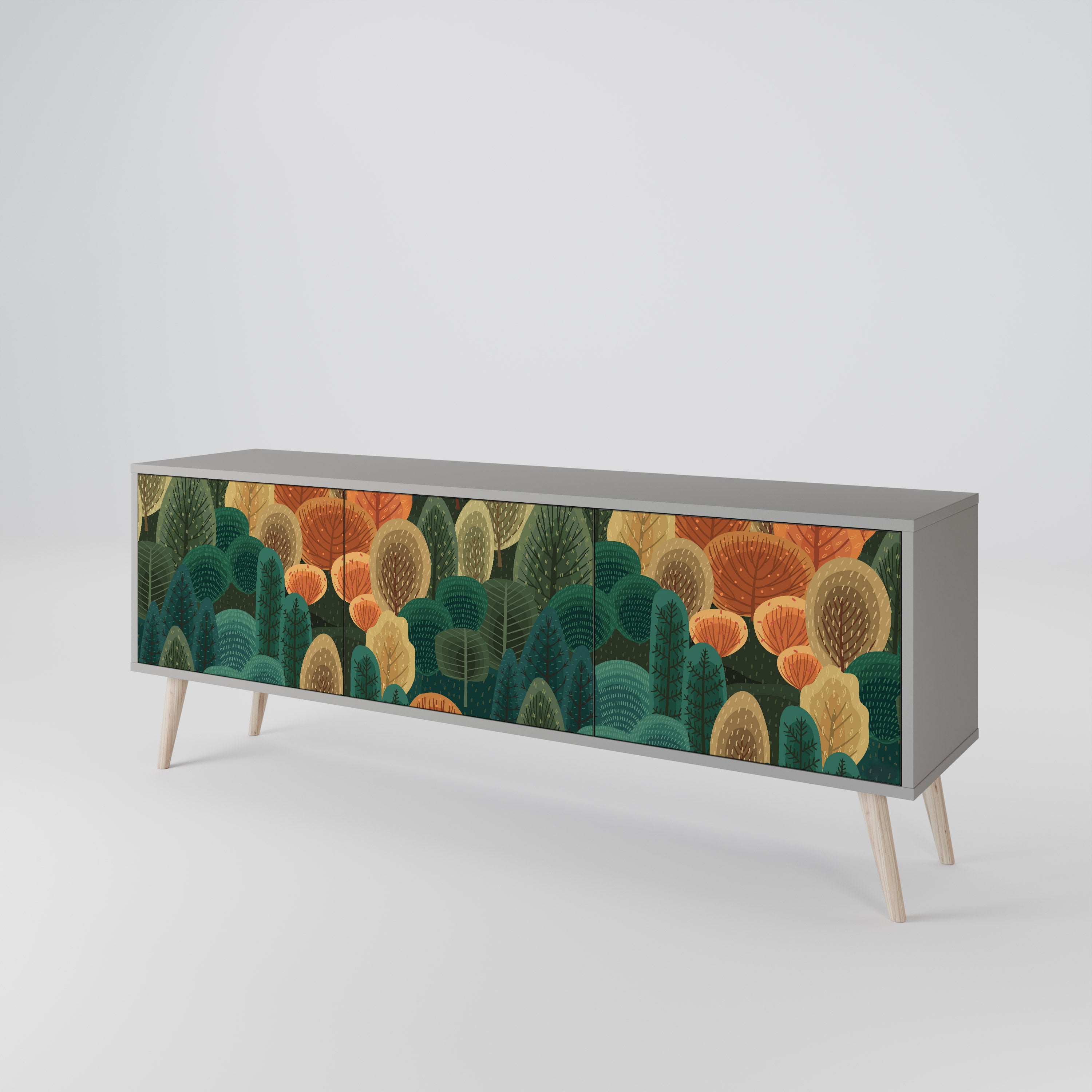 Mueble de TV de 3 puertas AUTUMN KALEIDOSCOPE en acabado gris