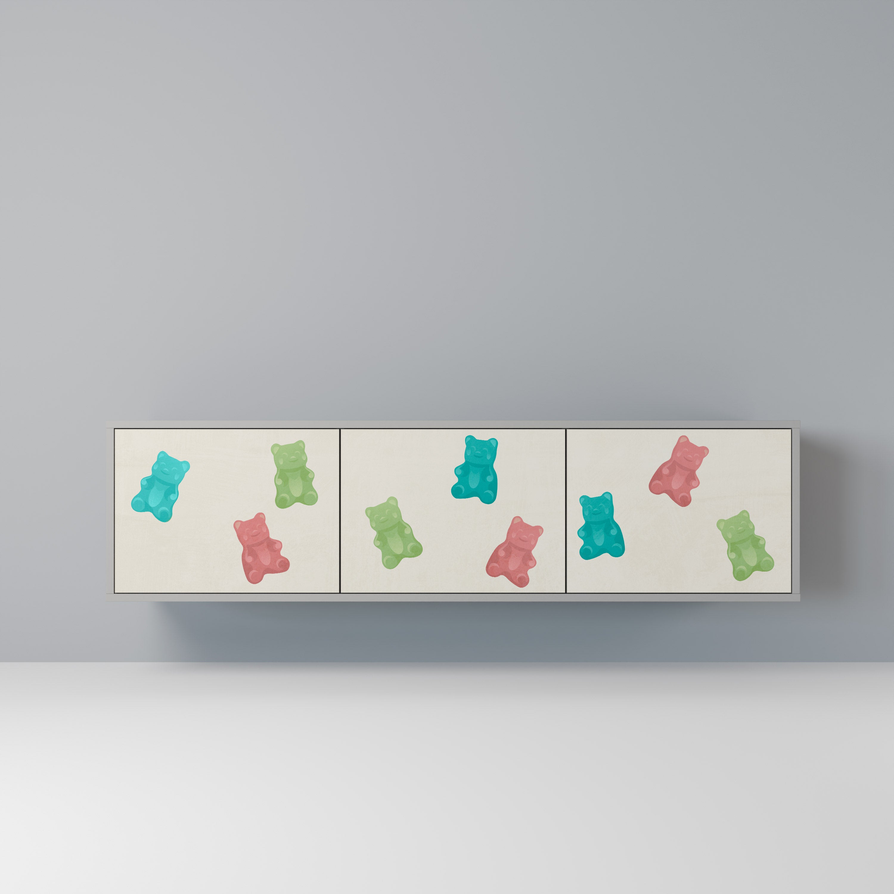 Mueble de TV de 3 puertas GUMMY BEARS en acabado gris