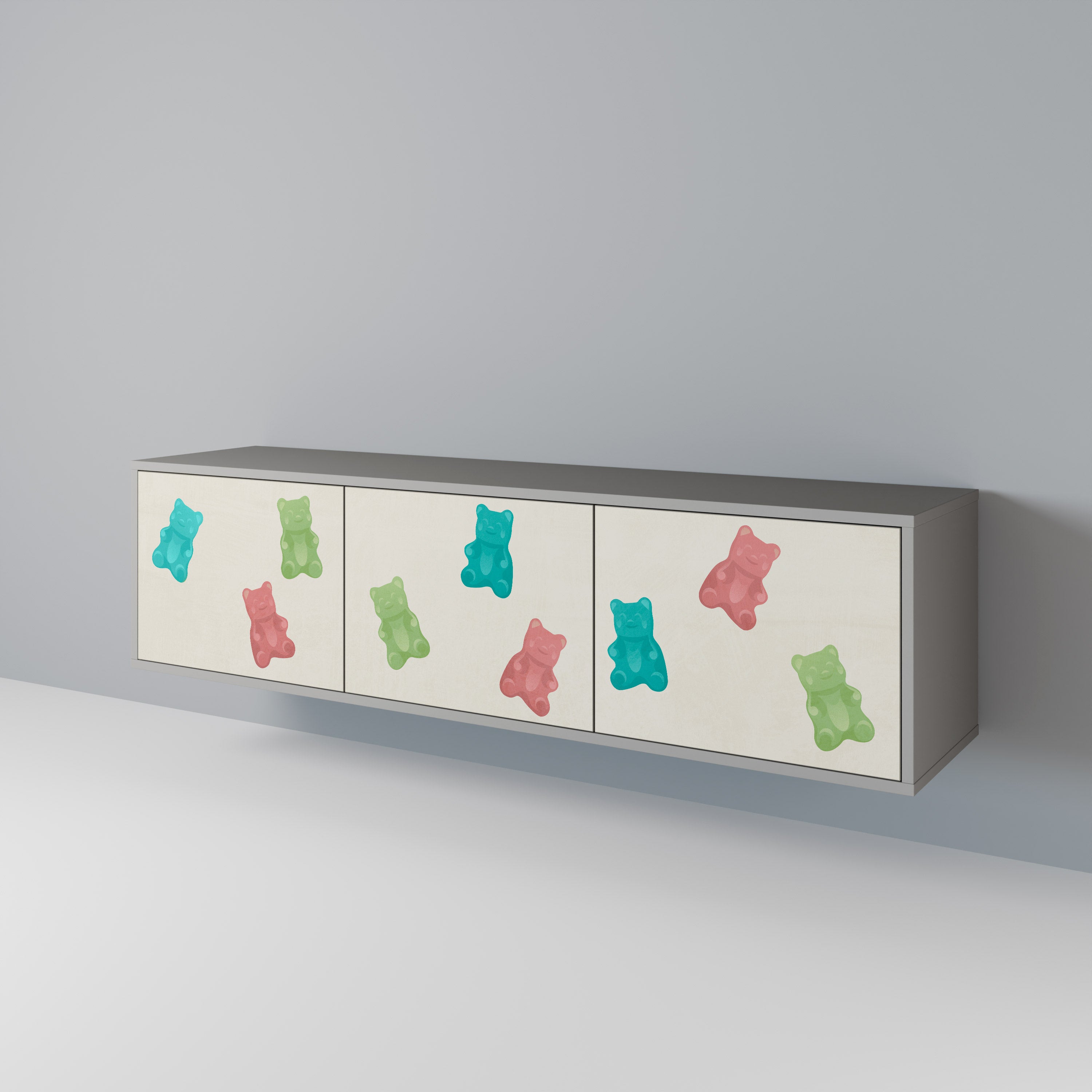 Mueble de TV de 3 puertas GUMMY BEARS en acabado gris