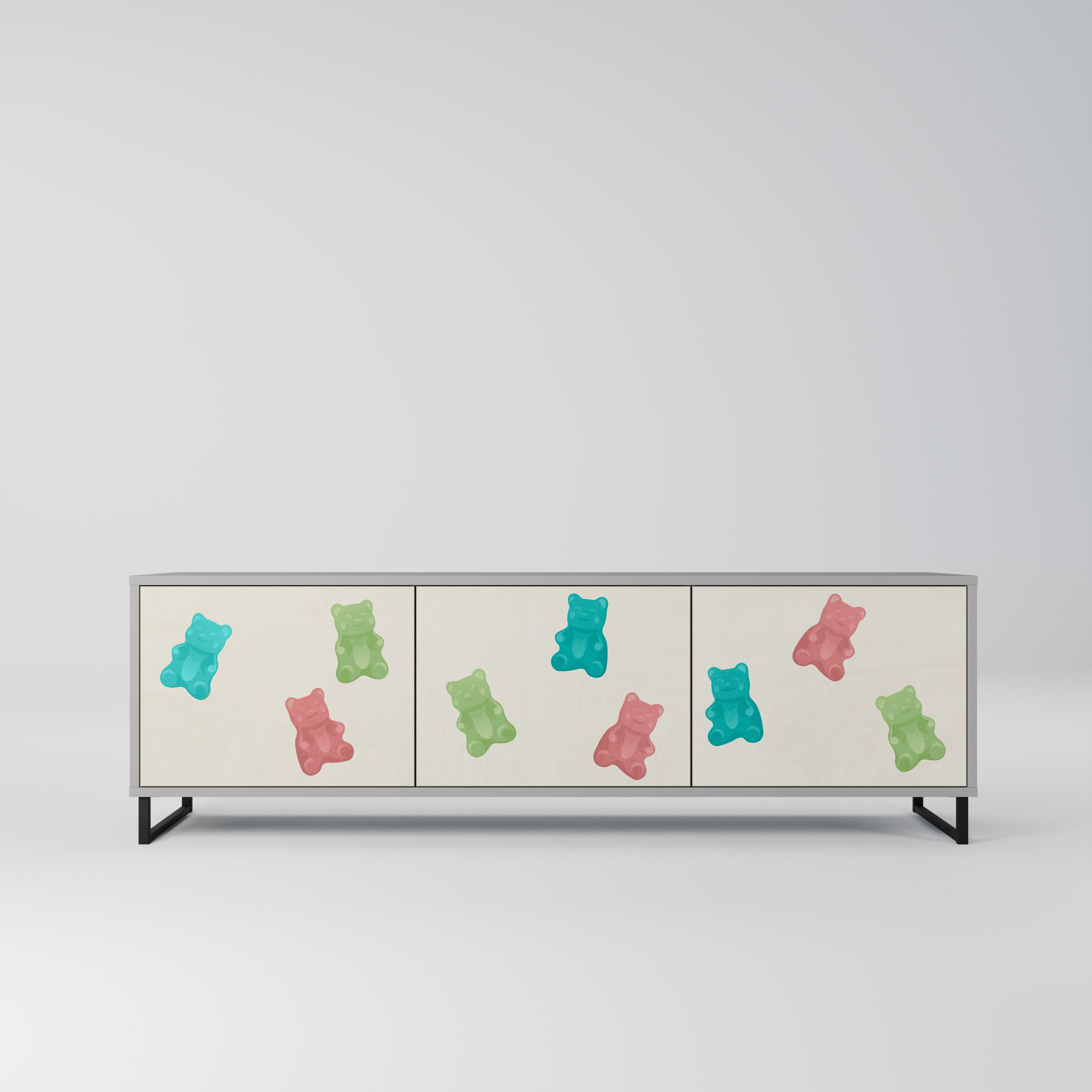 Mueble de TV de 3 puertas GUMMY BEARS en acabado gris
