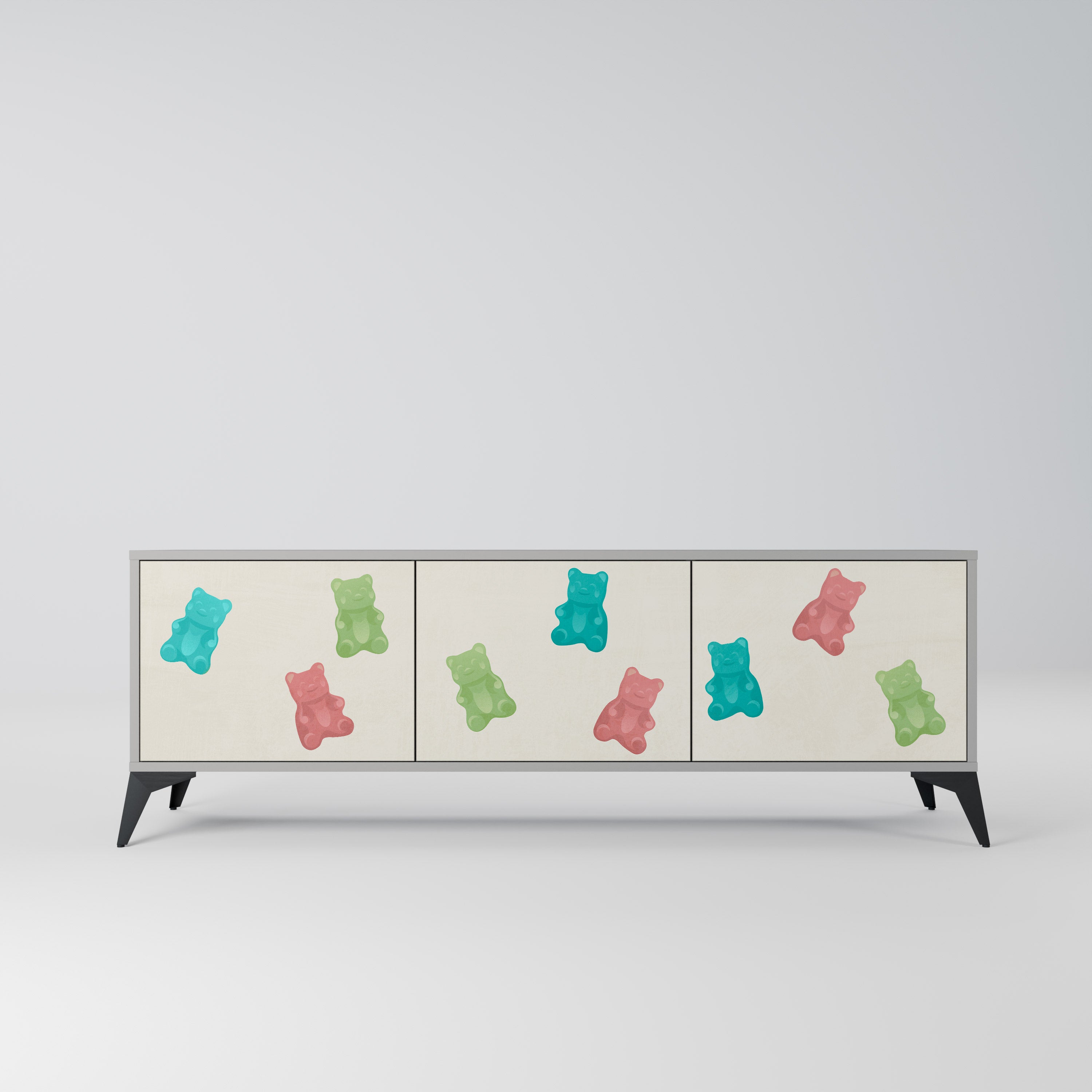 Mueble de TV de 3 puertas GUMMY BEARS en acabado gris
