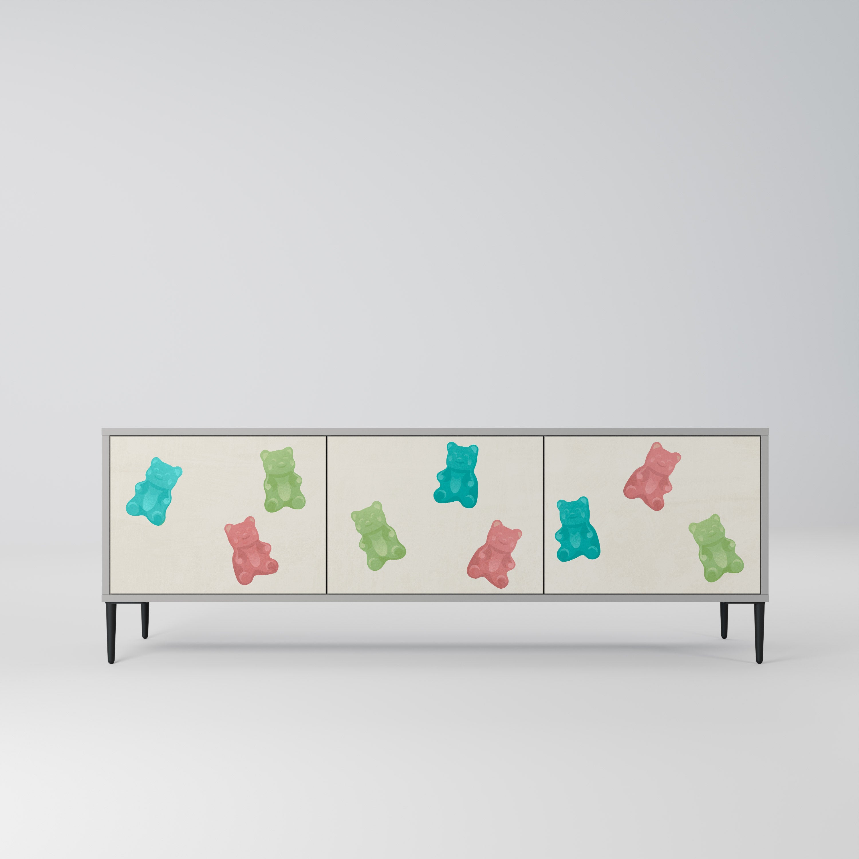 Mueble de TV de 3 puertas GUMMY BEARS en acabado gris