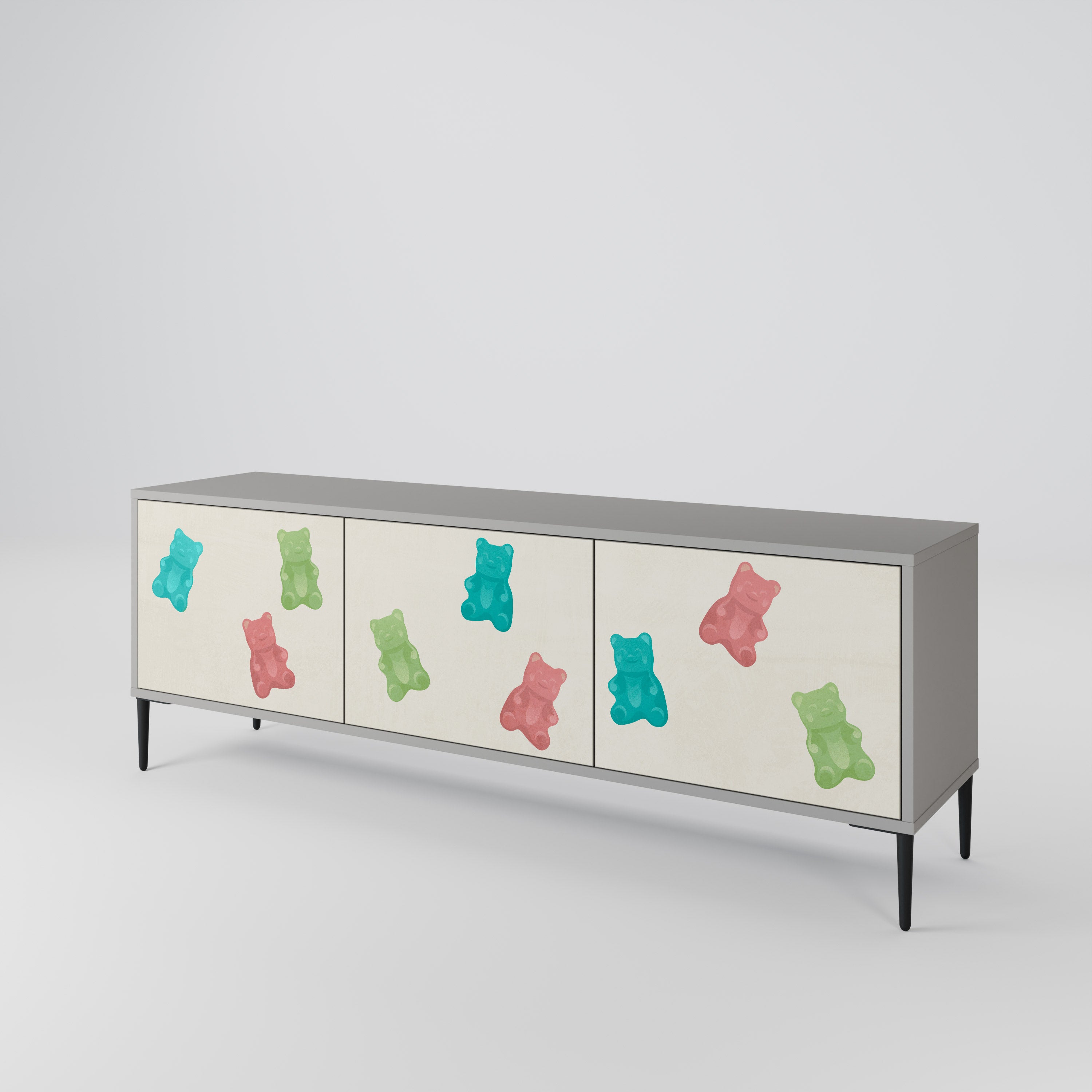 Mueble de TV de 3 puertas GUMMY BEARS en acabado gris