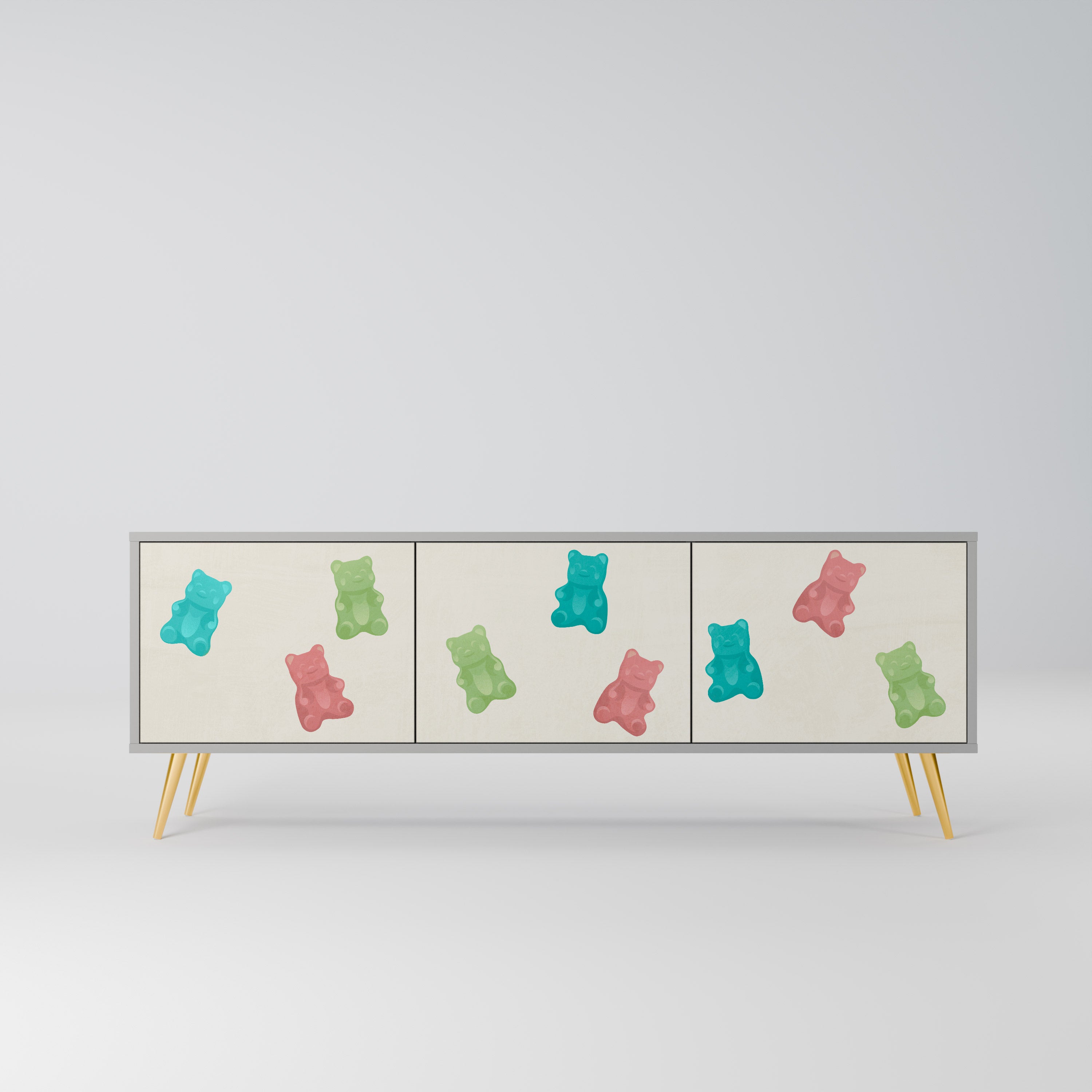 Mueble de TV de 3 puertas GUMMY BEARS en acabado gris