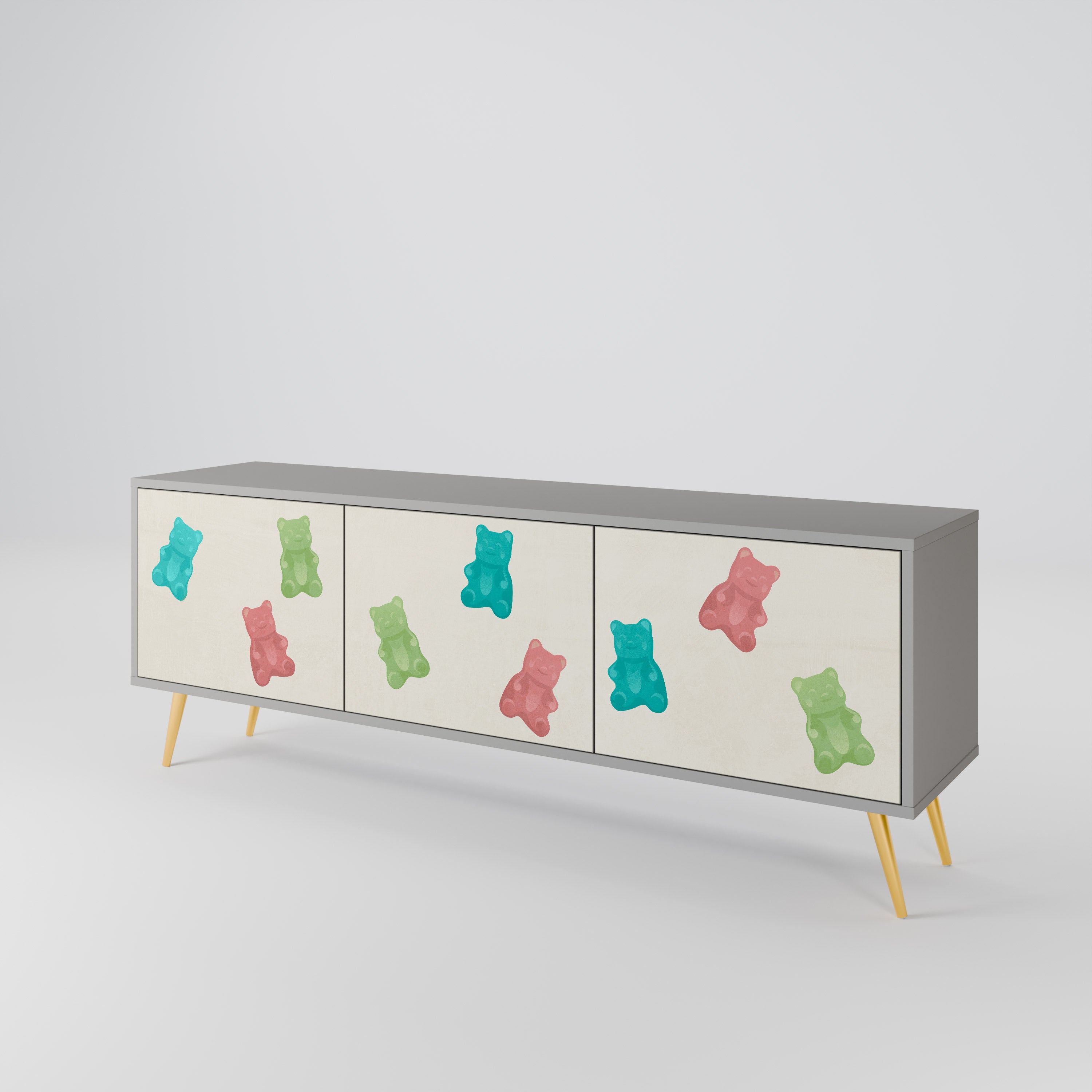 Mueble de TV de 3 puertas GUMMY BEARS en acabado gris