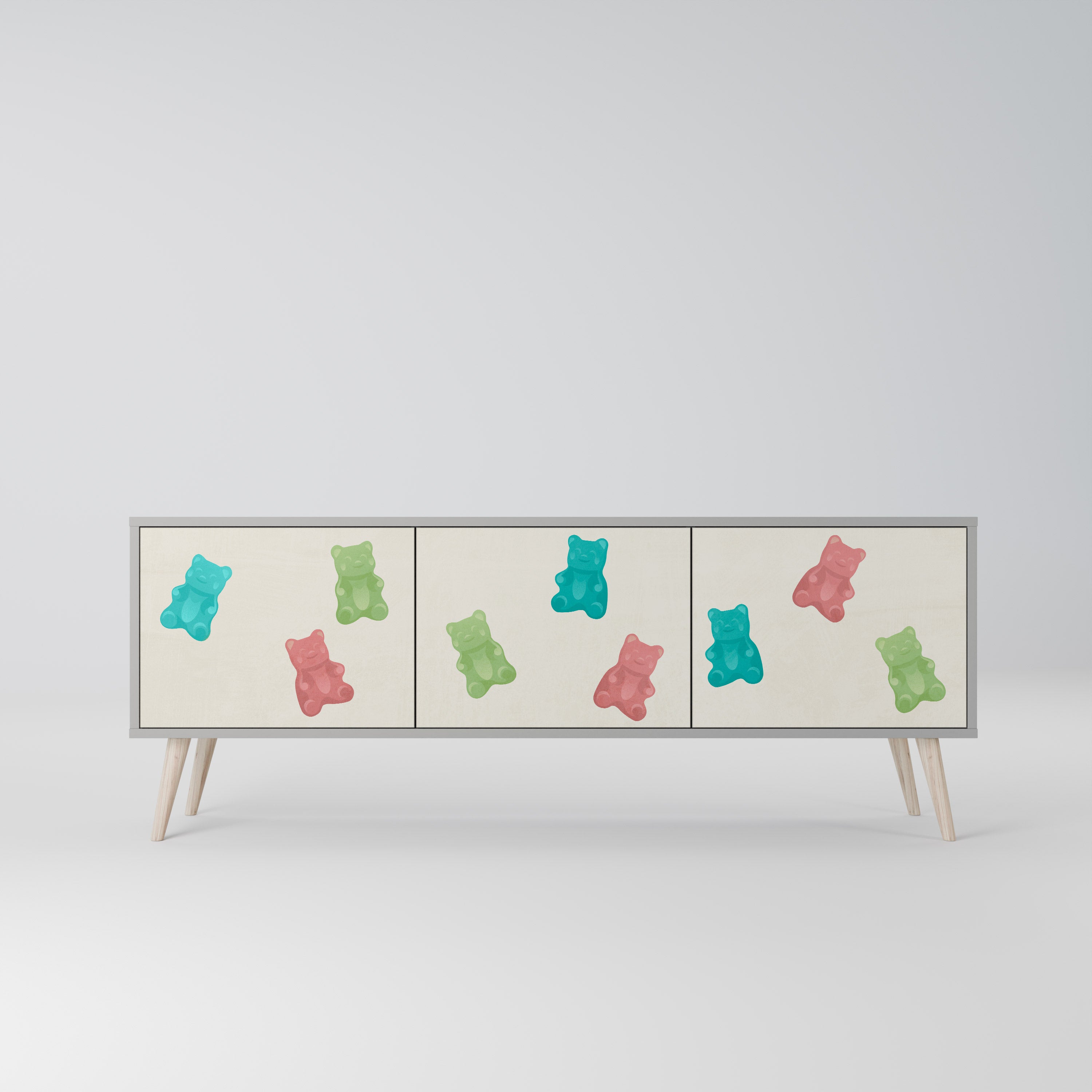 Mueble de TV de 3 puertas GUMMY BEARS en acabado gris