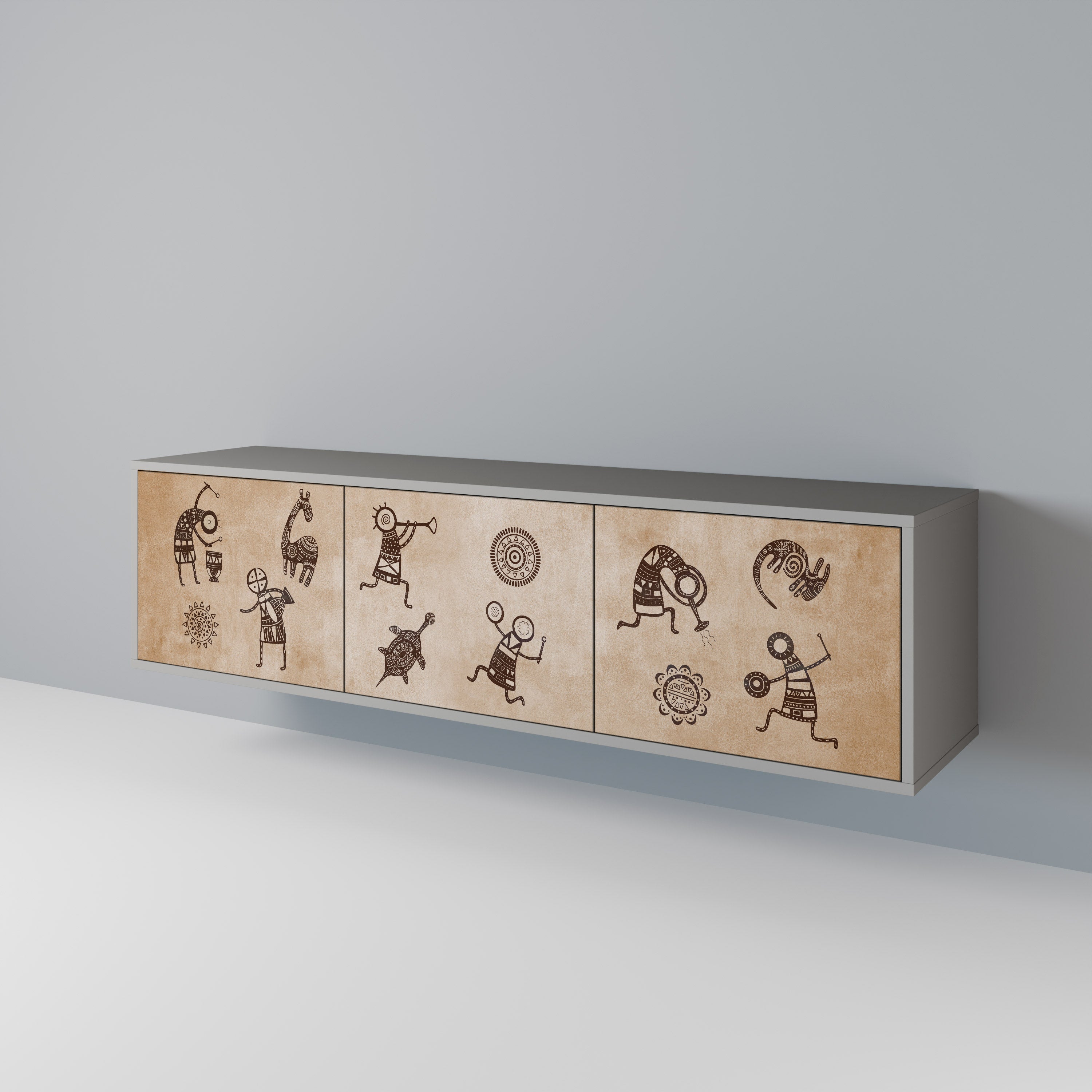 AFRICAN STYLE Mueble de TV de 3 Puertas