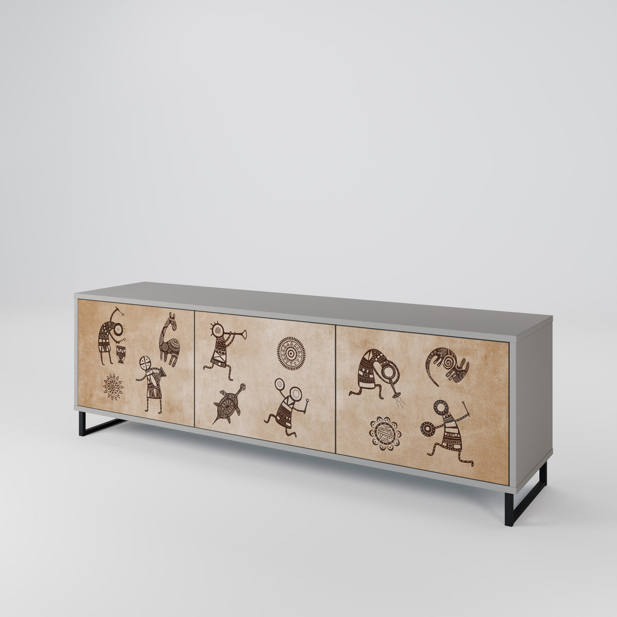AFRICAN STYLE Mueble de TV de 3 Puertas