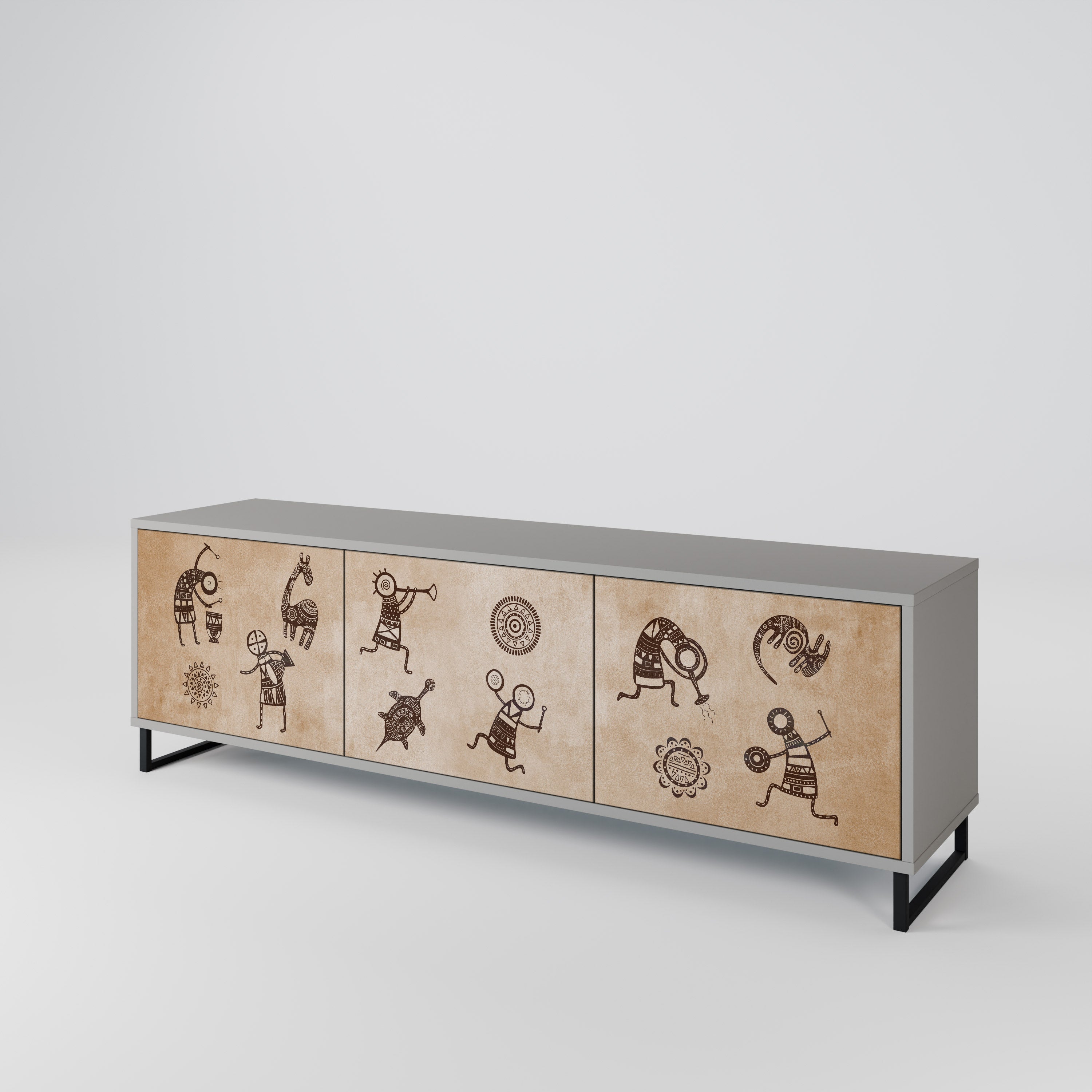 AFRICAN STYLE Mueble de TV de 3 Puertas