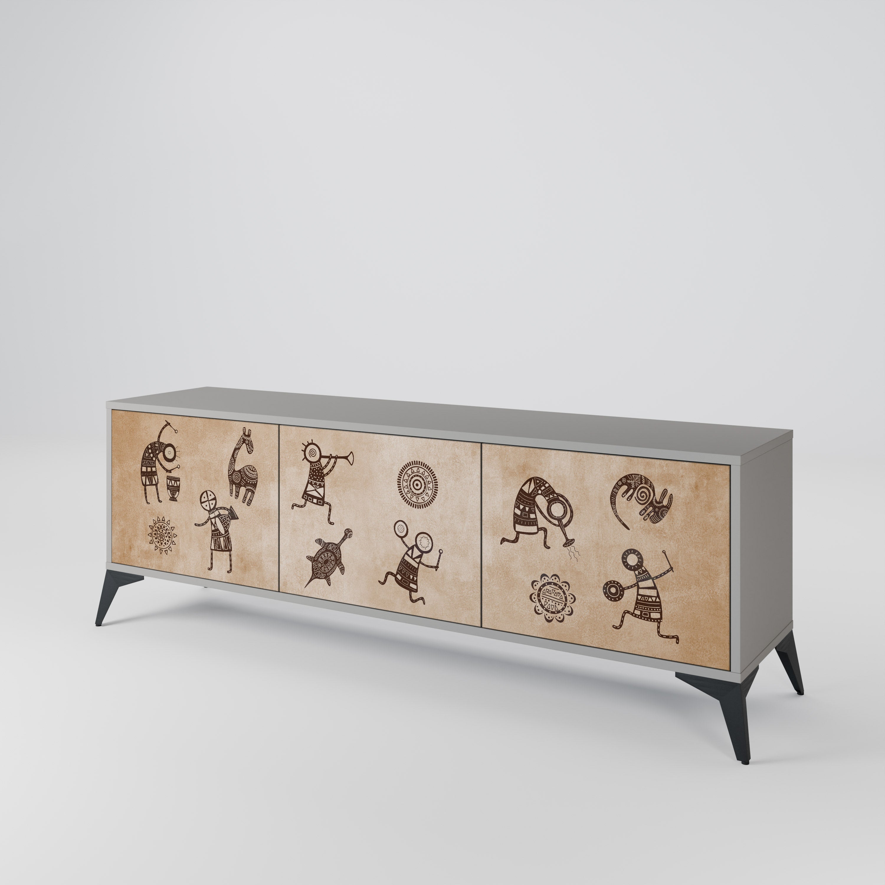 AFRICAN STYLE Mueble de TV de 3 Puertas