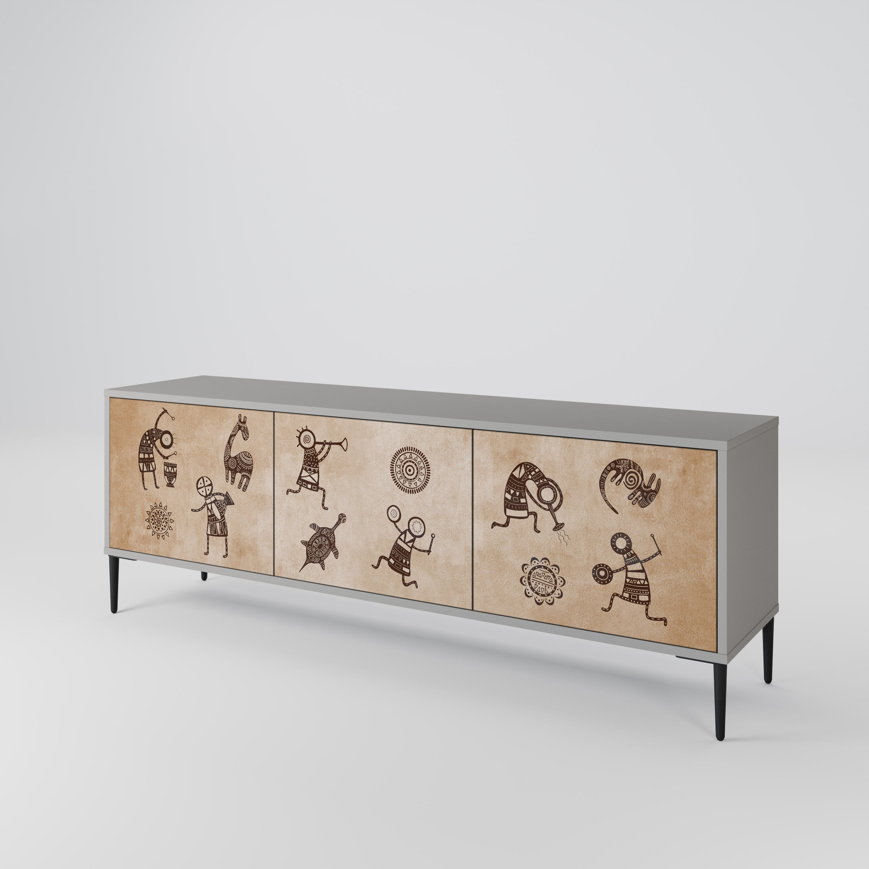 AFRICAN STYLE Mueble de TV de 3 Puertas