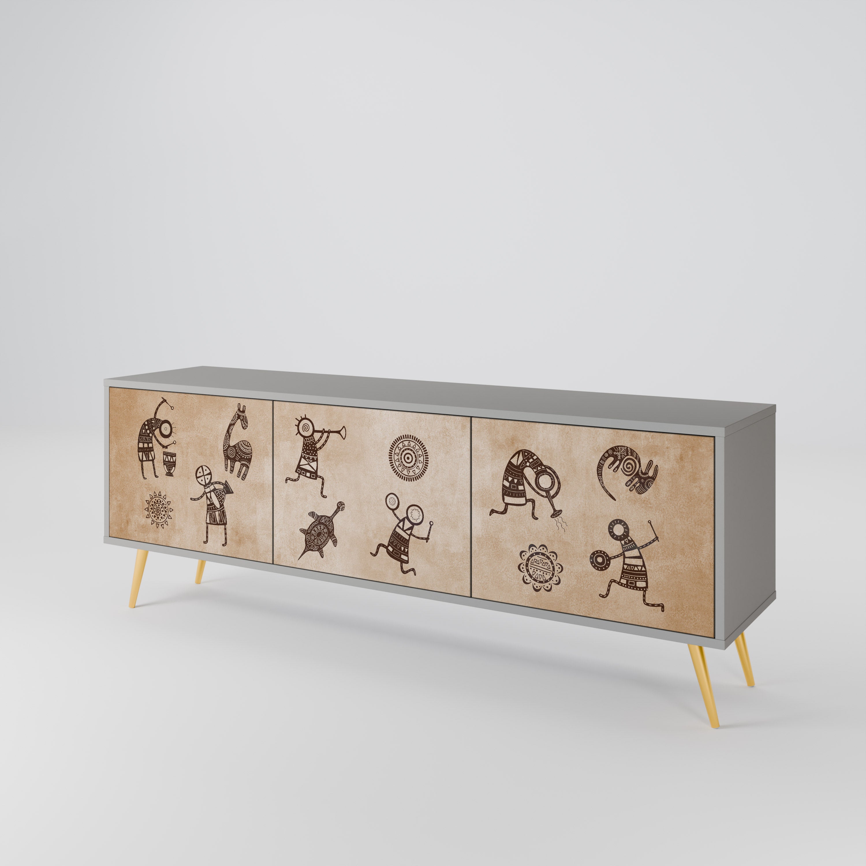 AFRICAN STYLE Mueble de TV de 3 Puertas