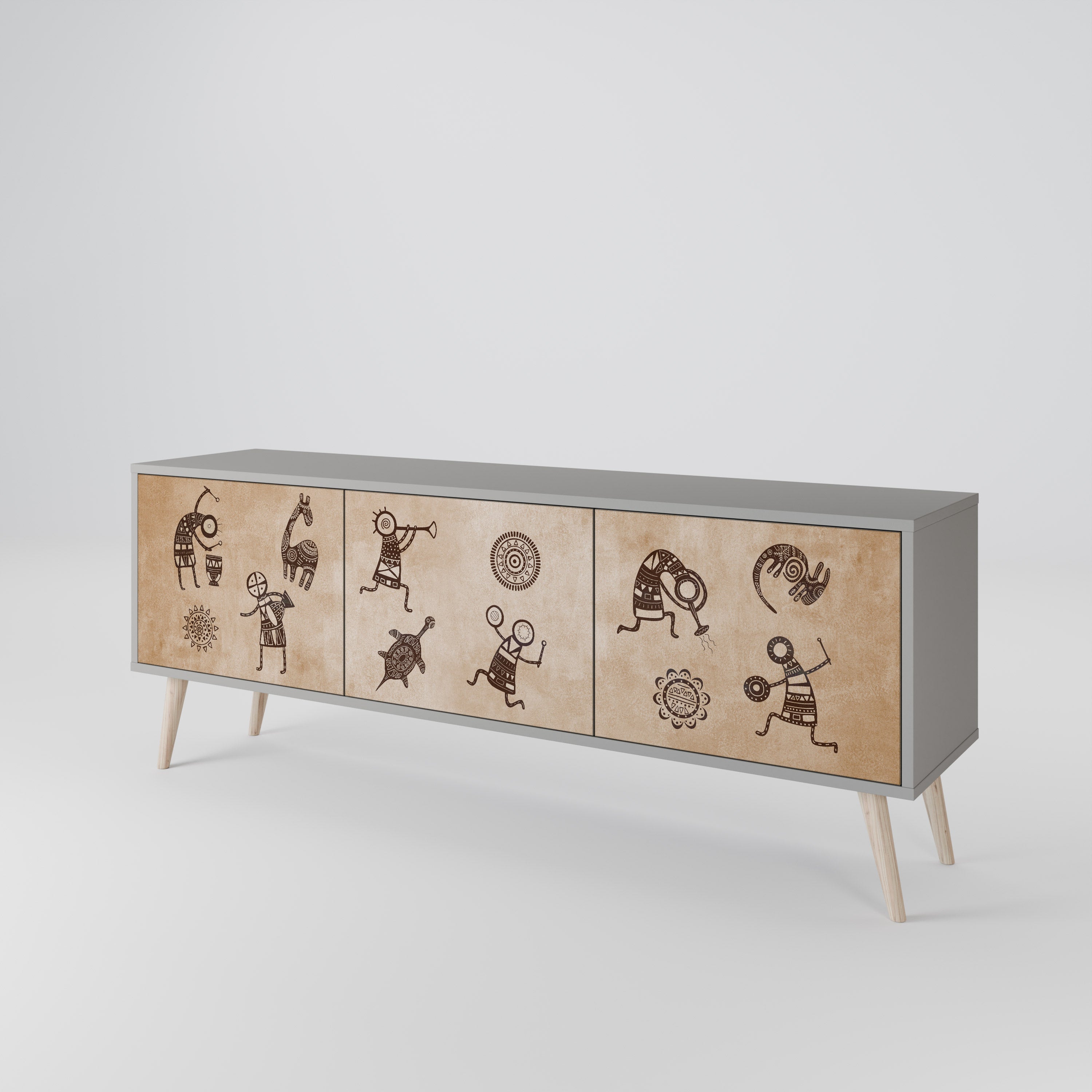 AFRICAN STYLE Mueble de TV de 3 Puertas